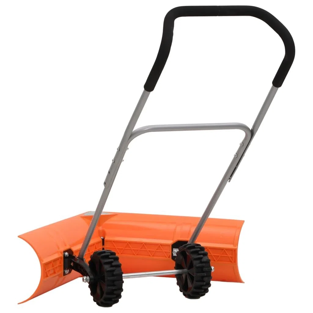 Pala da neve a doppio angolo manico estensibile in acciaio arancione pala con ruote antiscivolo, strumento per racchette, spinge neve