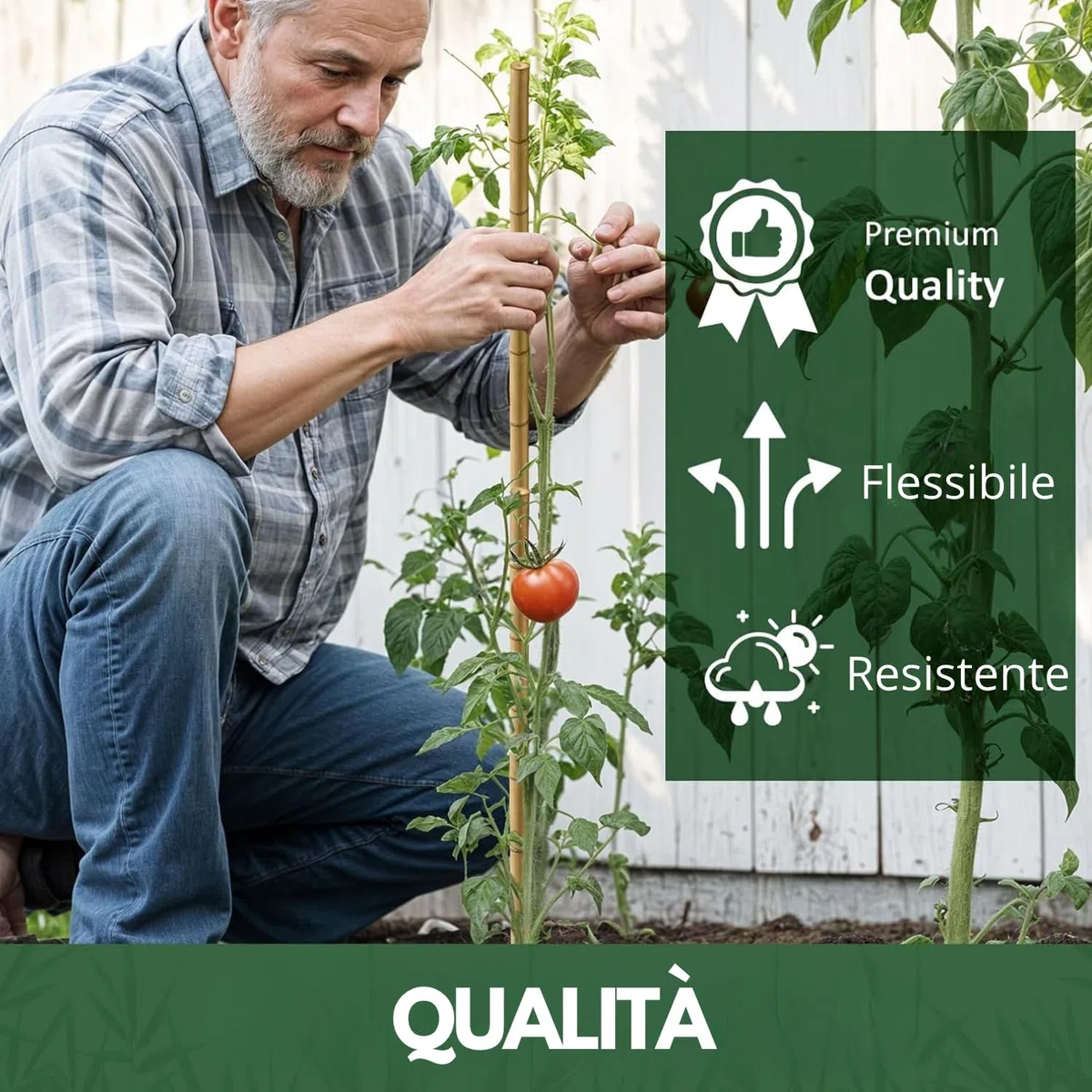 Canne Bambù Giardinaggio Naturali Set 25 Cannette 10/12 Ø x 150 cm Bastoncini Supporto Piante Orto Sostegni Tutore Pali Resistenti Rampicanti Giardino Pomodori Melanzane