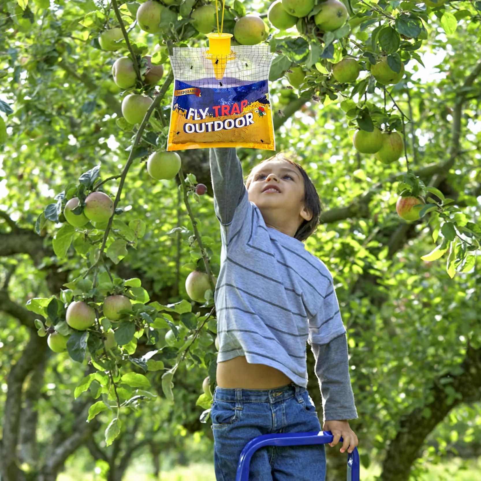 4 Pezzi Trappole per Mosche, Trappola Mosche da Esterno Appendere, Antimosche Detersivo per Uccidere le Mosche per Giardino Cucina Casa