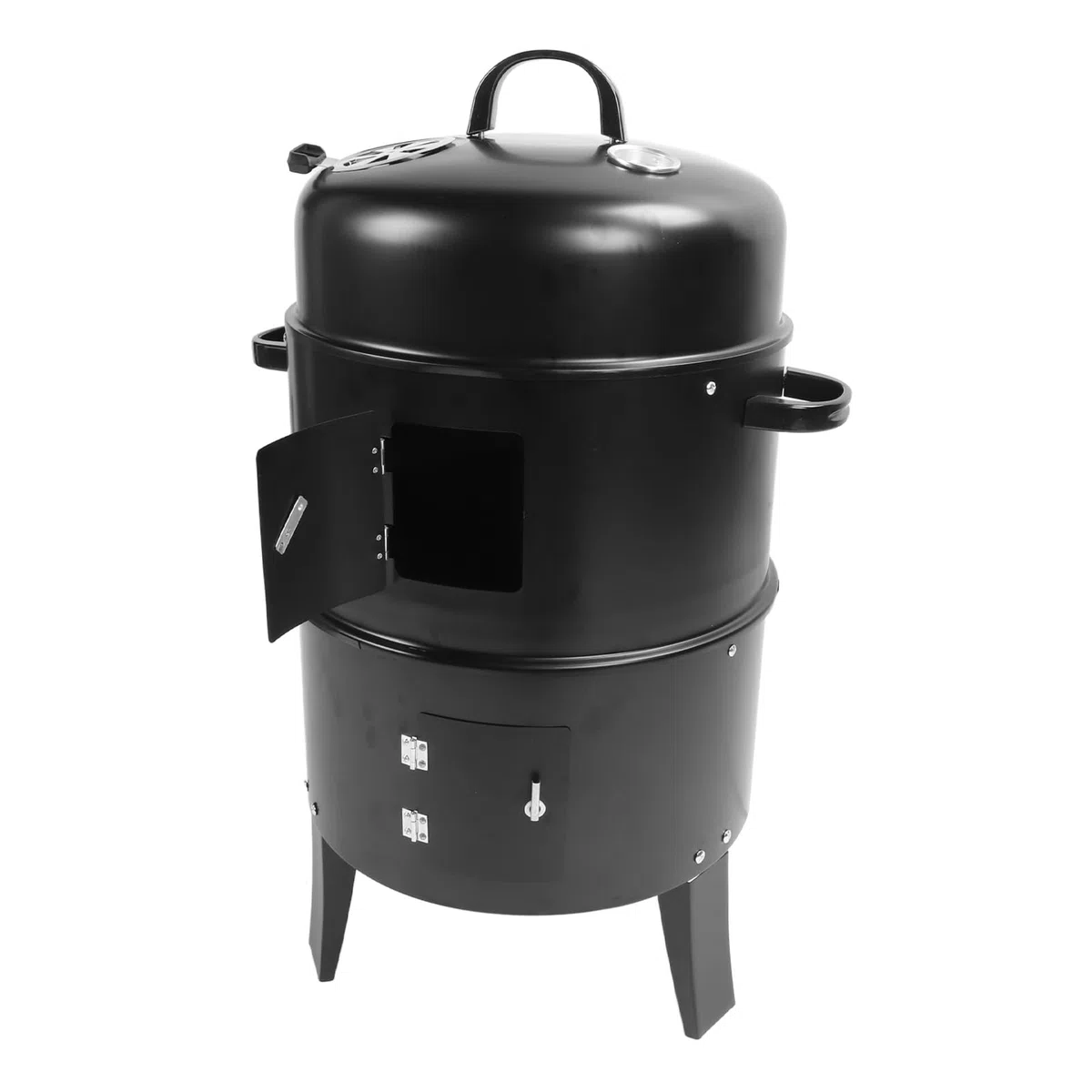 3 in 1 Fumatore Verticale e Grill Barbecue con Termometri per Famiglie All'aperto