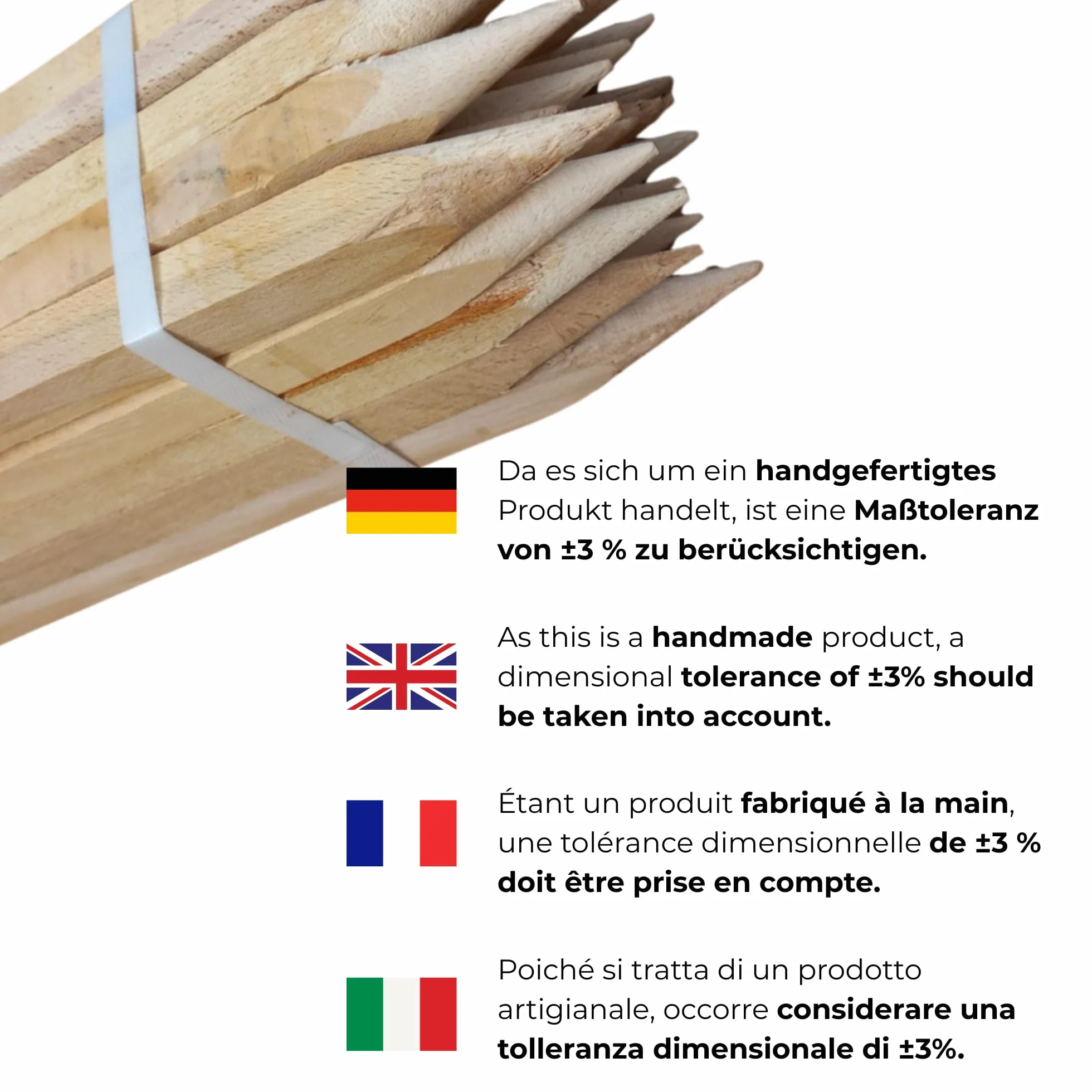 25 Paletti in Legno di Faggio 25x25 mm – Lunghezza 40 cm – Punta Verniciata Rossa – Paletti di Riferimento per Rilievi Geodetici e Segnalazione – Pali da Giardino e Recinzione Robusti