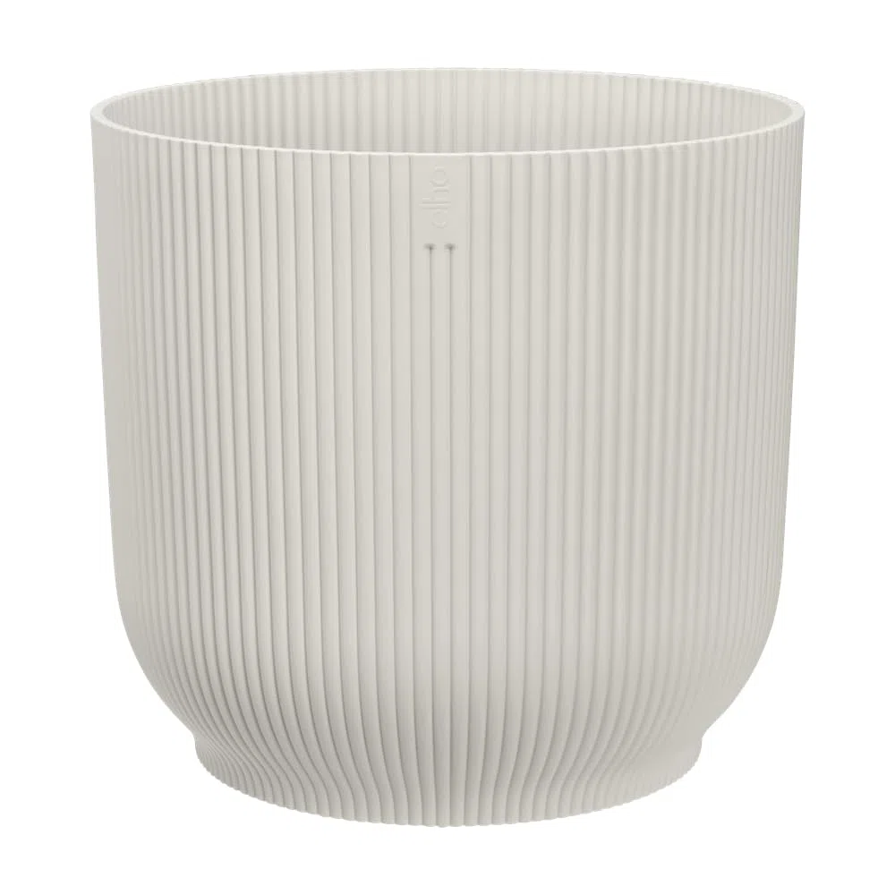 Elho Vibes Fold Round Wheels 35cm Vasi per Piante - Silky White | ∅ 34.9 x A 32.4 cm | Adatto per uso interno | Plastica riciclata al 100%