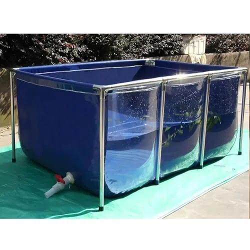 Stagno per pesci in PVC con telaio in acciaio grande piscina rettangolare fuori terra finestra di visualizzazione trasparente Serbatoio d'acqua pieghevole per l'allevamento del giardino Facile