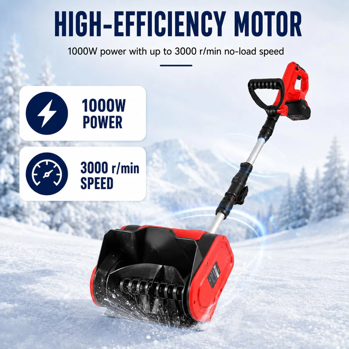 Fresa spazzaneve a Batteria, 31 cm, Lancio Neve Fino a 8 m | Motore da 1000 W e velocità di 3000 giri/min, supporta la rimozione regolare della neve negli spazi residenziali