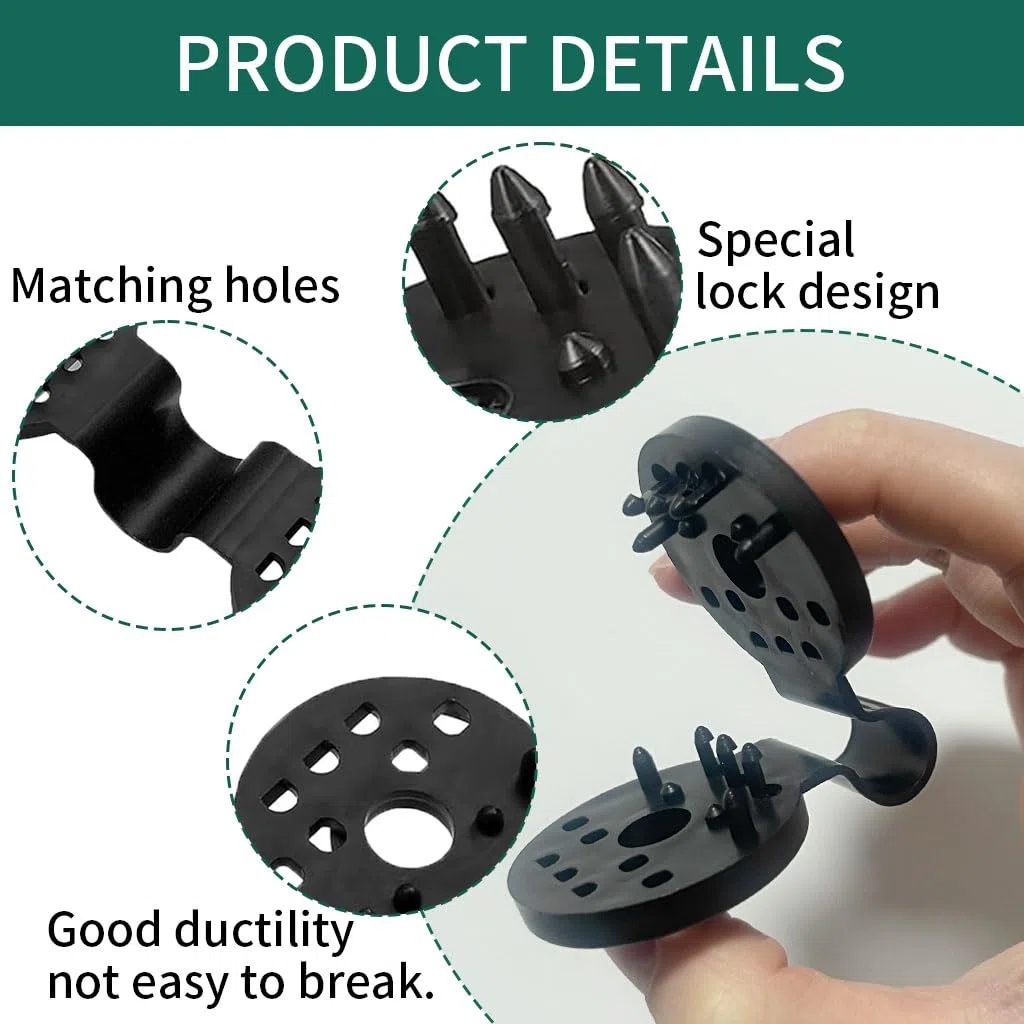 50 clip in plastica per telo protettivo, clip per tende da sole, nero, clip in plastica con occhiello, clip in plastica per rete di protezione solare per corde di collegamento, reti ombreggianti