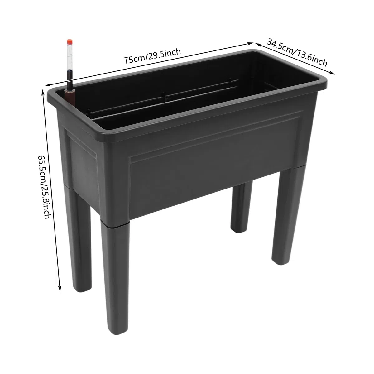 Set di 2 aiuole rialzate per esterni, 75 x 34,5 x 65,5 cm, rettangolari per balcone, terrazza, fioriera con piedini in gomma per verdure, erbe e fiori