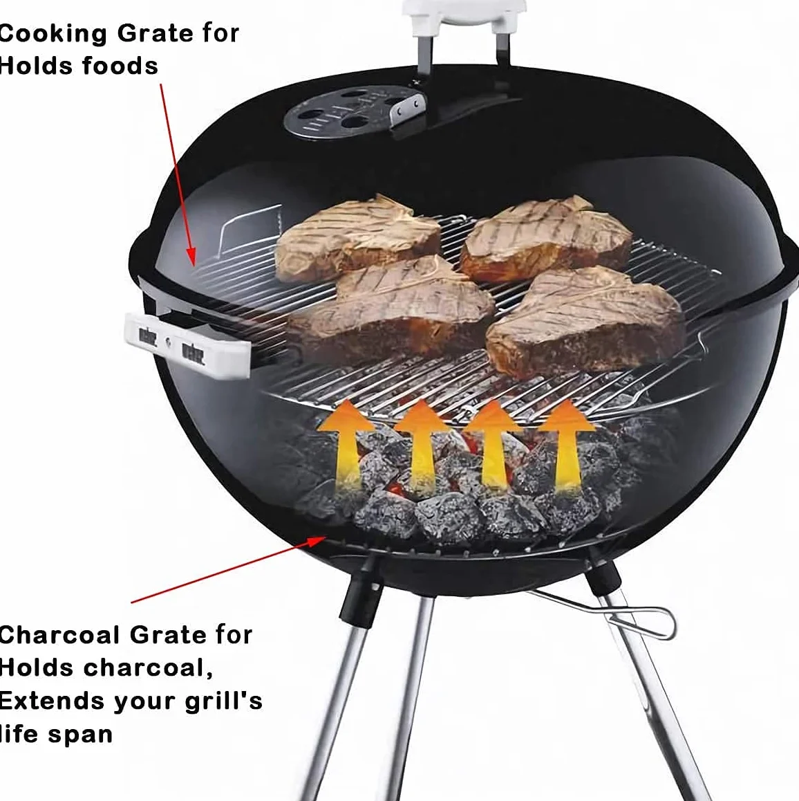 Denmay 7440 34cm Diametro Griglia a Carbone per Weber 47 cm/Griglie a Carbone da 18,5 Pollici, Adatto a Weber One-Touch, Bar-B-Kettle, Fumatore Smokey Mountain Cooker, Jumbo Joe, Bollitore Originale