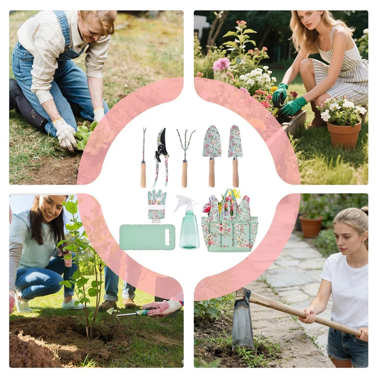 Attrezzi da Giardinaggio Con Borsa Portautensili E Pala | Set di Utensili da Giardinaggio Antiruggine Per Giardinaggio in Giardino Prato Cortile Serra Esterno Casa