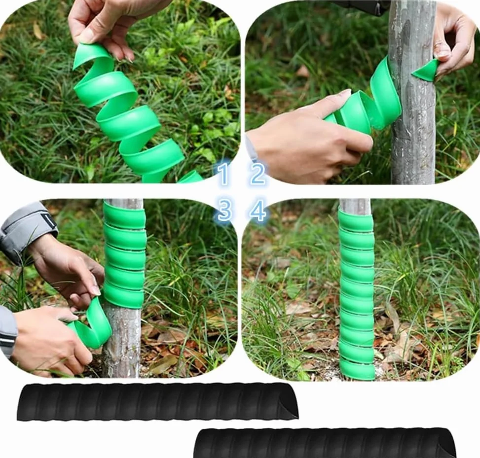 6 protezioni per il tronco degli alberi, in 2 misure, multifunzionale, protezione per piante, protezione del tronco degli alberi, per il giardinaggio (nero)