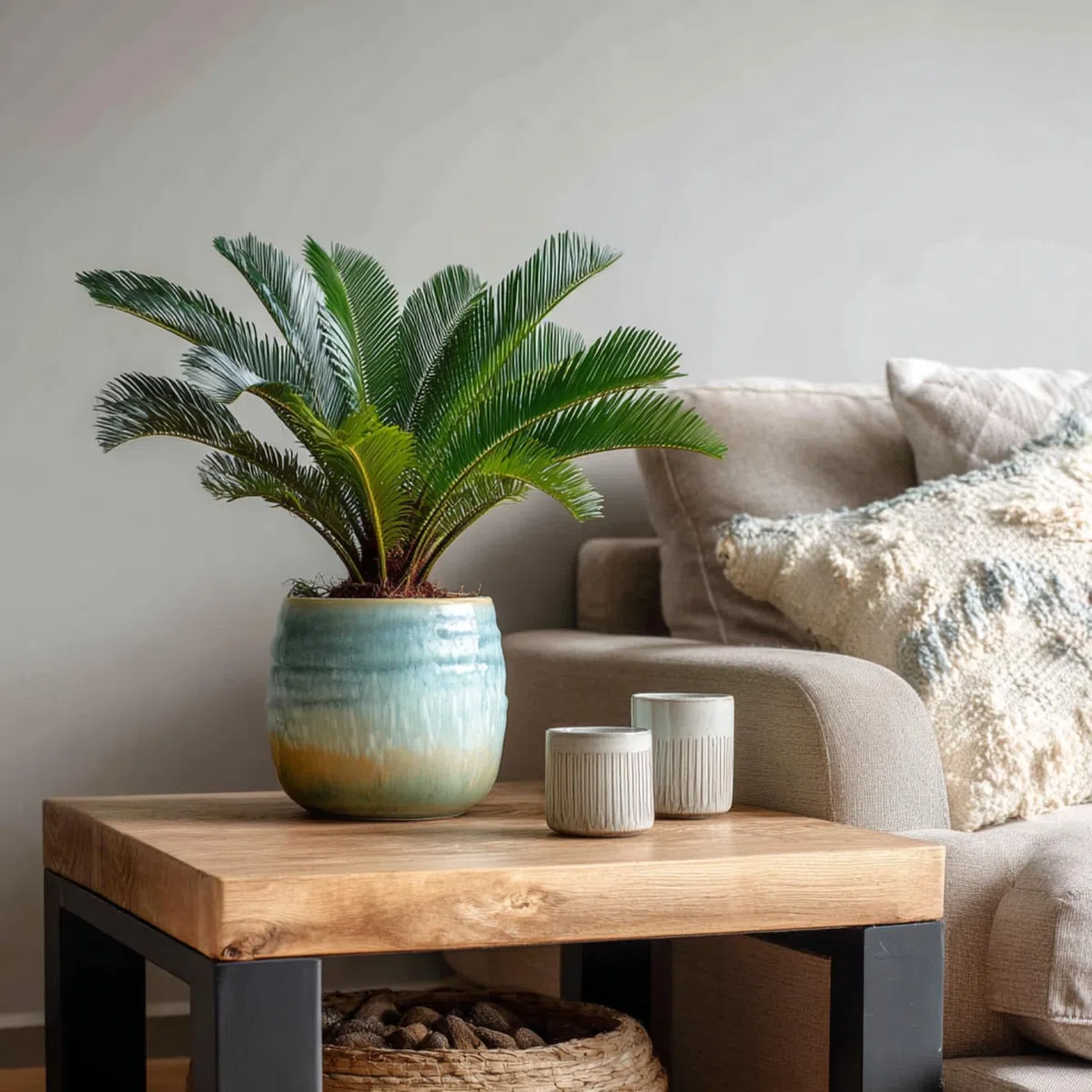 Plant in a Box - Cycas Revoluta - Set di 2 - Palma di Sago - Altezza 45-60cm - Vaso 15cm - Palma felce - Pianta Tropicale Ornamentale da Interno o Terrazza - Facile da Curare