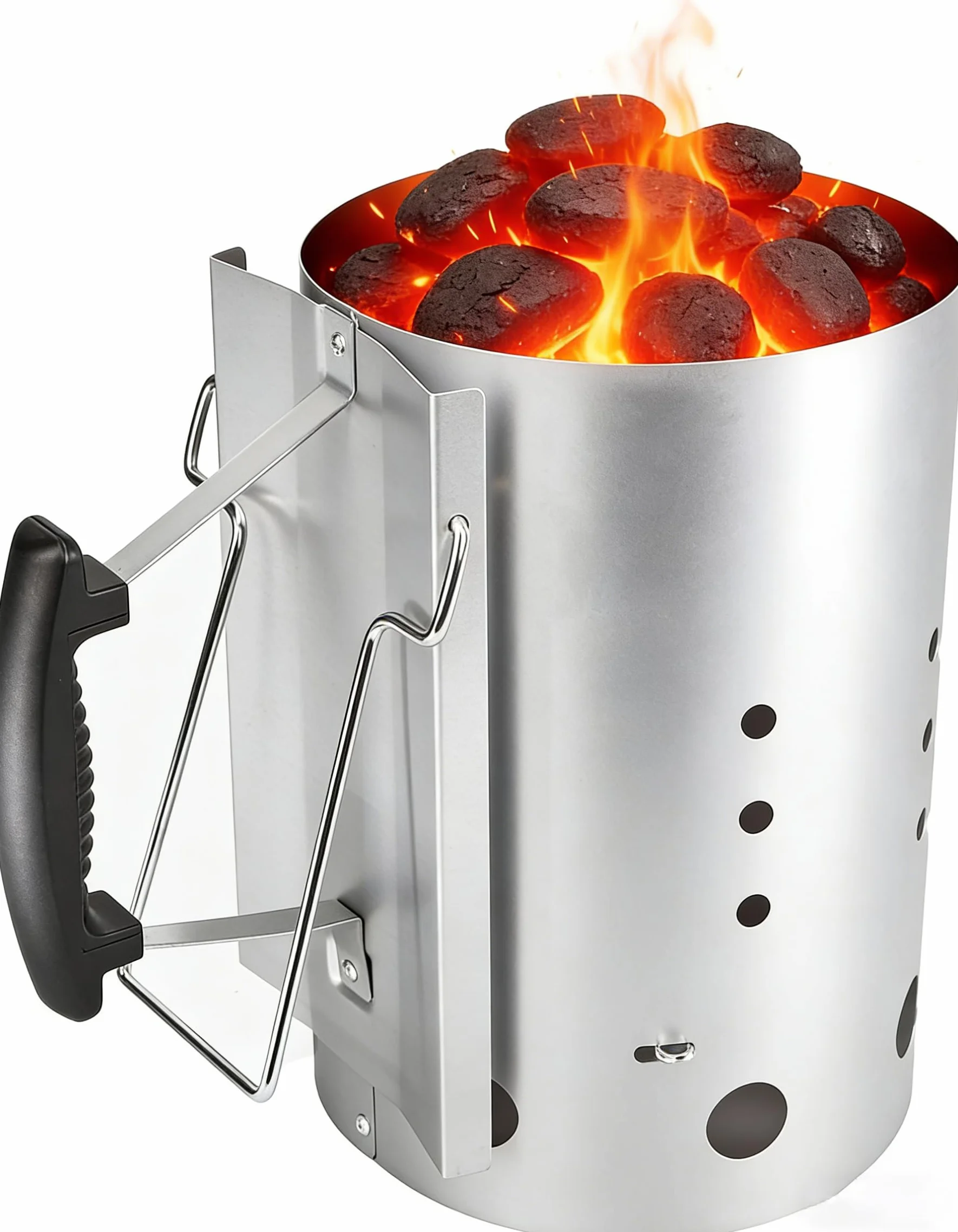 GFTIME Ciminiera di Accensione per Weber con Maniglia di Sicurezza,30 cm H e 19 cm Dia, Motorino d'avviamento, Accessorio per BBQ per Weber 7416, Barbecue ad Avvio rapido per Campeggio e grigliate.