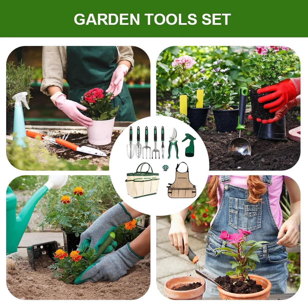 Set di attrezzi da giardinaggio da donna, 11 pezzi, per piante, attrezzi da giardino, per giardino, cortile, prato, giardiniere, uomini, donne, nonne