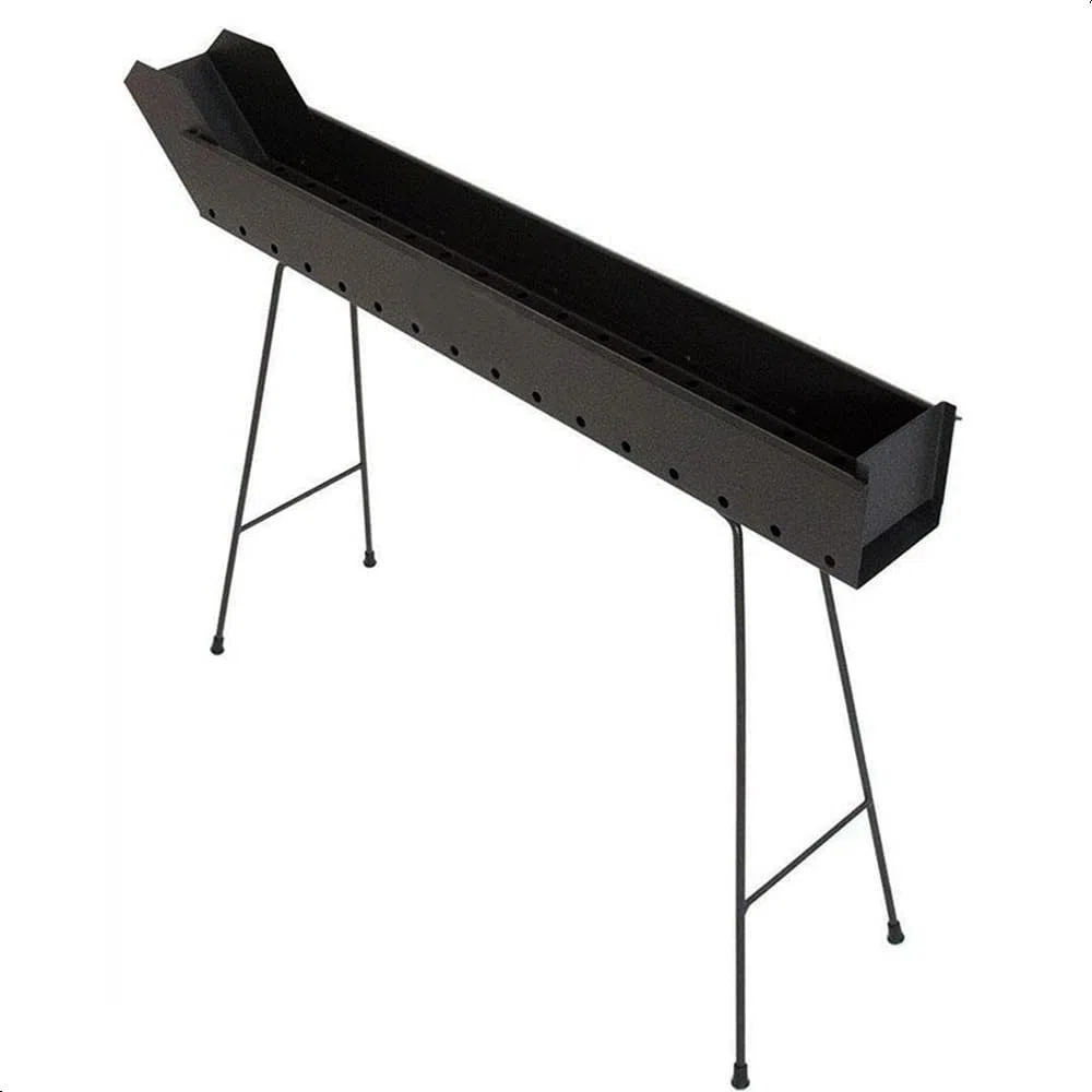 Paluplus Barbecue per Arrosticini in acciaio verniciato Nero, Misura 100x14x75 cm, Canaletta a 4 Gambe Pieghevoli, Fori di Ventilazione, Grill a carbone per Spiedini, Made in Italy -029