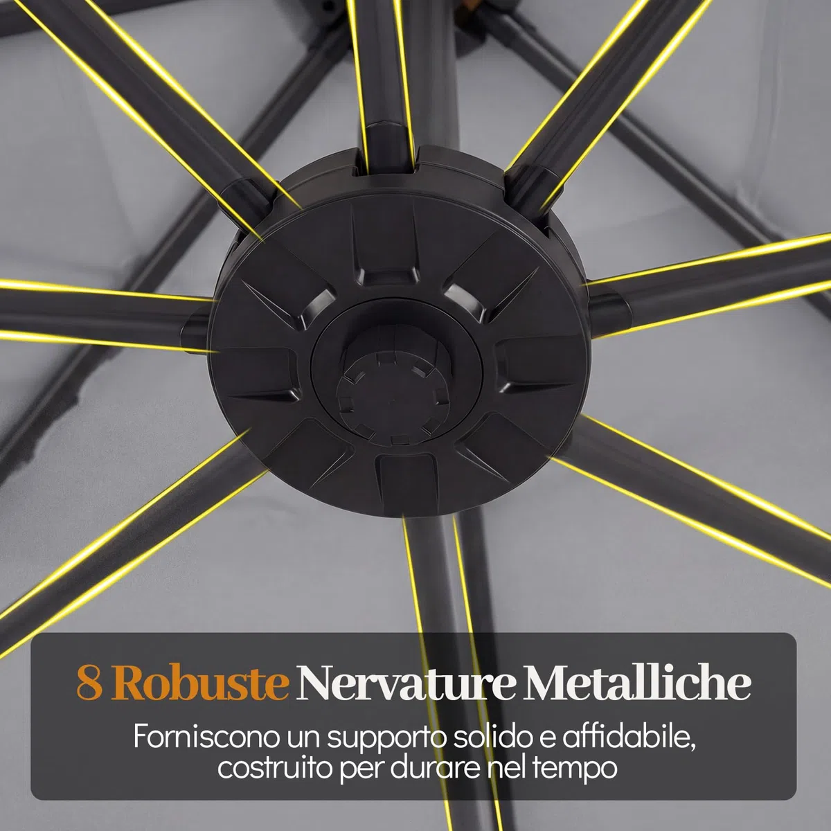 COSTWAY Ombrellone da Giardino 250 cm, Tettuccio Girevole e Ventilato | Protezione Solare, Resistente, Portatile, Sacchi di Sabbia, per Balcone, Esterno, Spiaggia (Grigio, 0 Luce LED)