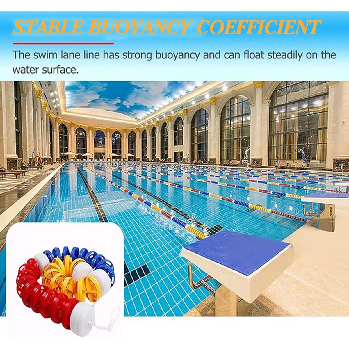 Generico Linea divisoria Galleggiante per corsie di Sicurezza per Piscine, Regolabile da 1 a 18 Metri, in Nylon Resistente, Ideale per Piscine Interne/Esterne, separazione in profondità, Maggiore SIC