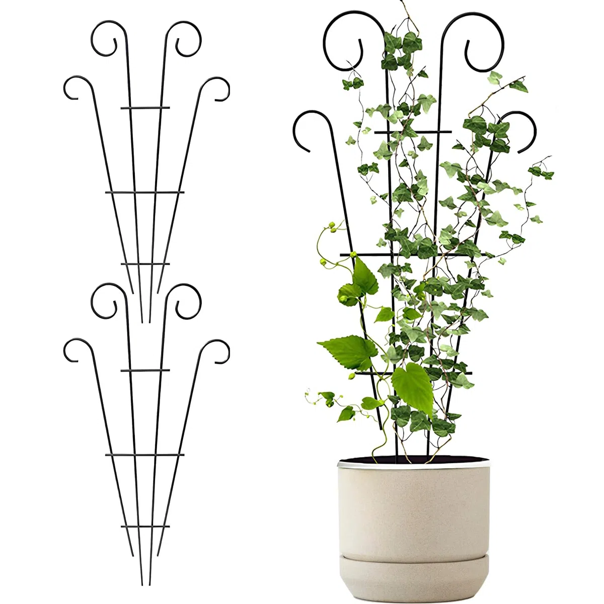 3 pezzi traliccio per piante rampicanti e piante in vaso - gabbia per piante, accessori da giardino, supporto per piante antiruggine vaso da arrampicata per viti