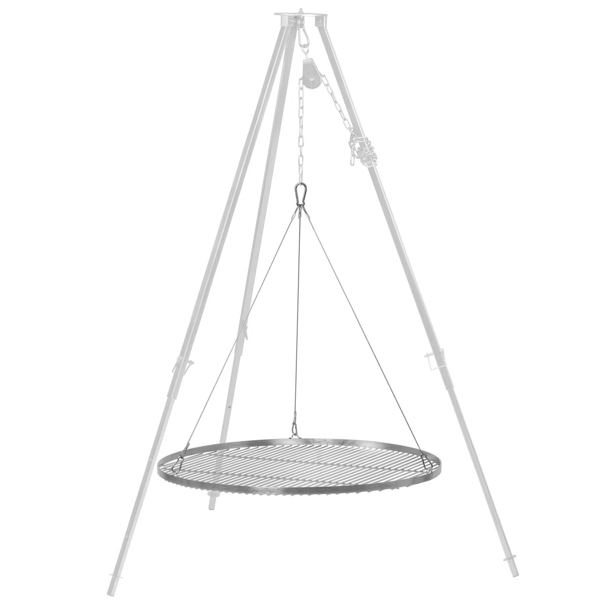BBQ-Toro Griglia rotonda in acciaio inox | Ø 80 cm | Superficie di cottura sospesa con corda per treppiede | Ideale per barbecue all’aperto, accessorio da esterno
