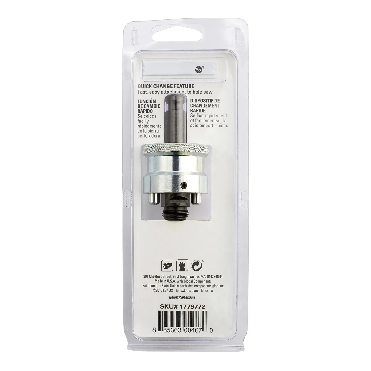 Lenox Tools 1779772 2L Snap Back Arbor with 4 – 1/10,2 cm per trapano per seghe a tazza