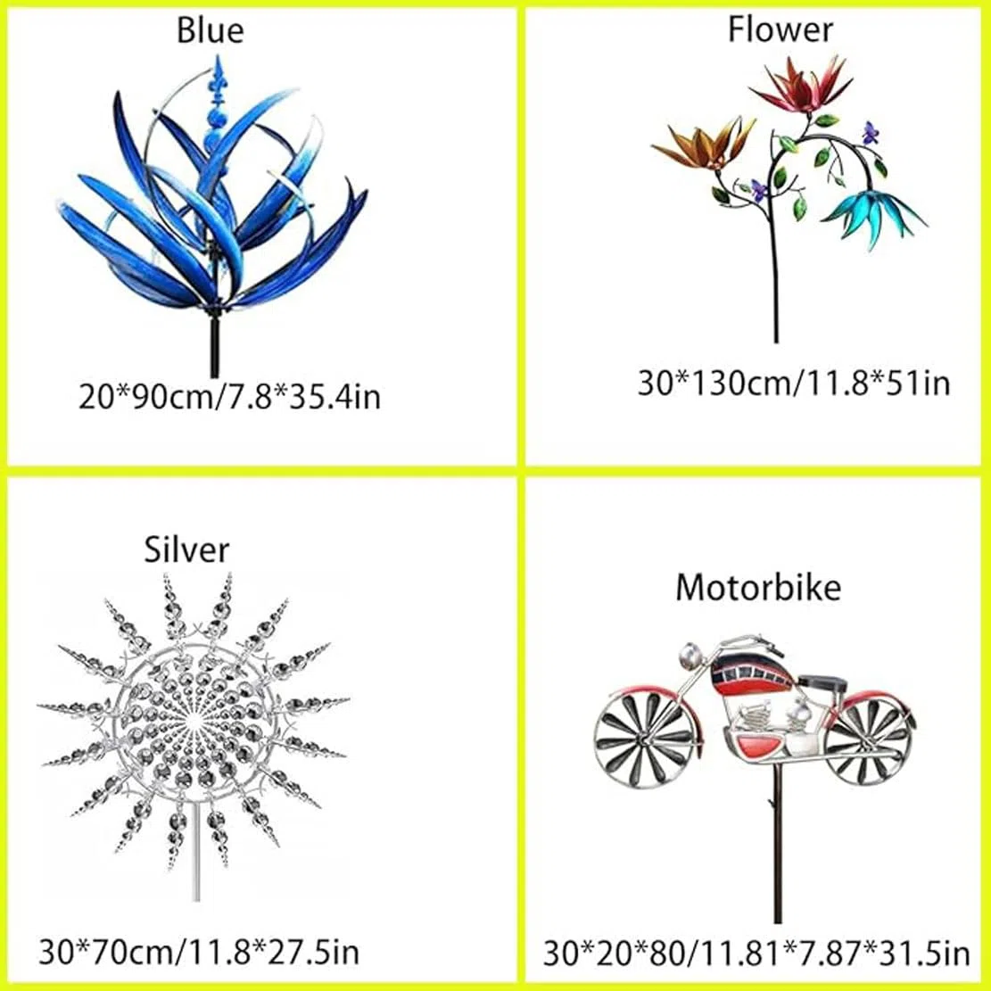 3D Unique And Magical Metal Windmill Spin, Wind Spinners For Garden, Wind Spinners Stakes Ornaments for Yard, Wind Sculpture Spinner, Wind Spinner Windmill (Blue)