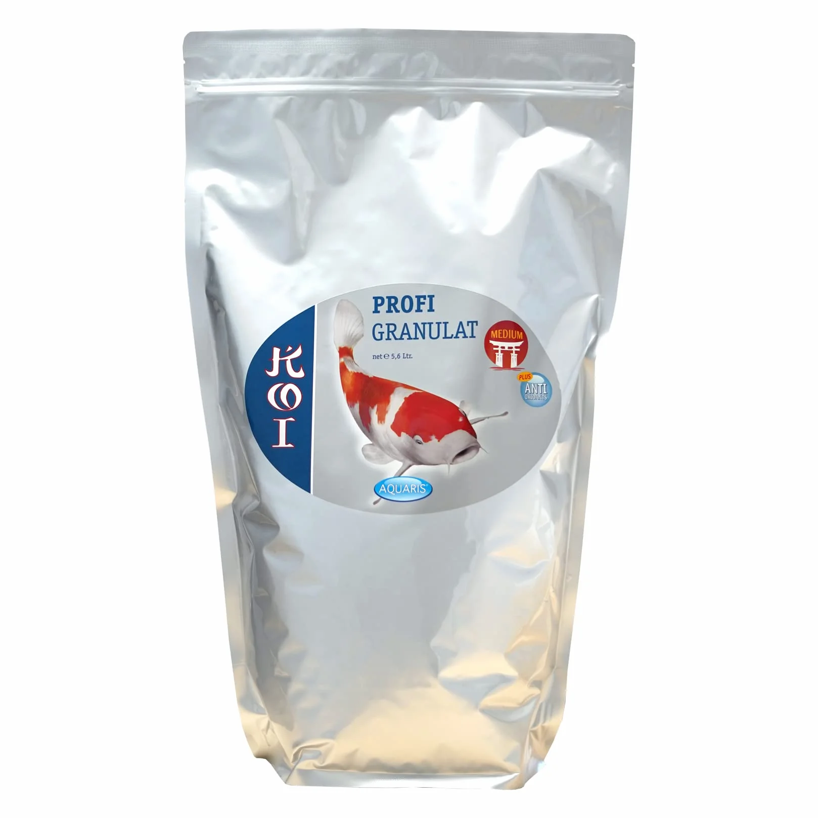 AQUARIS Koi Profigranulat Medium per pesci da laghetto sono galleggianti, non intorbidiscono l'acqua del laghetto e contengono molti nutrienti con elementi utili 5,6 L - 1,96 kg