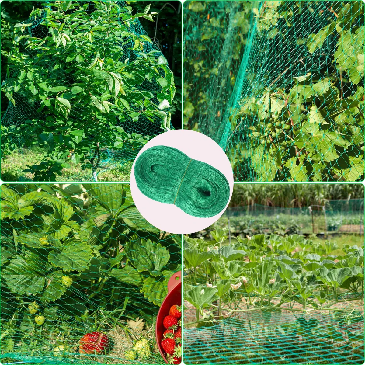 Rete di protezione per uccelli, 8 m x 10 m, per giardino e aiuole rialzate, protezione efficace da piccioni e altri uccelli, a maglia stretta e stabile per alberi da frutto, fragole e ciliegio
