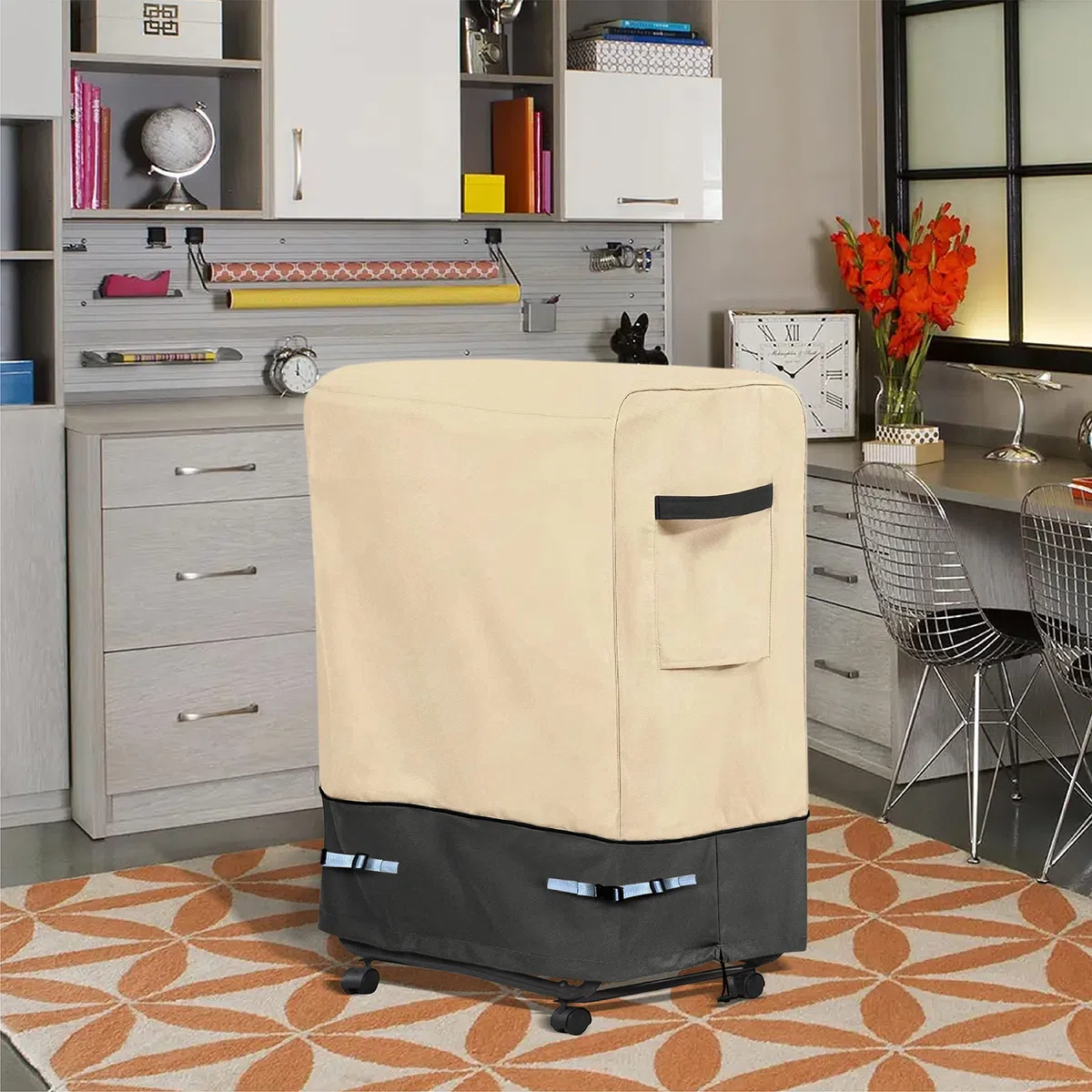 Copertura per letto con rotelle, in tessuto Oxford impermeabile, universale, traspirante, copertura per la conservazione del letto pieghevole, per letti singoli da 96,5 cm