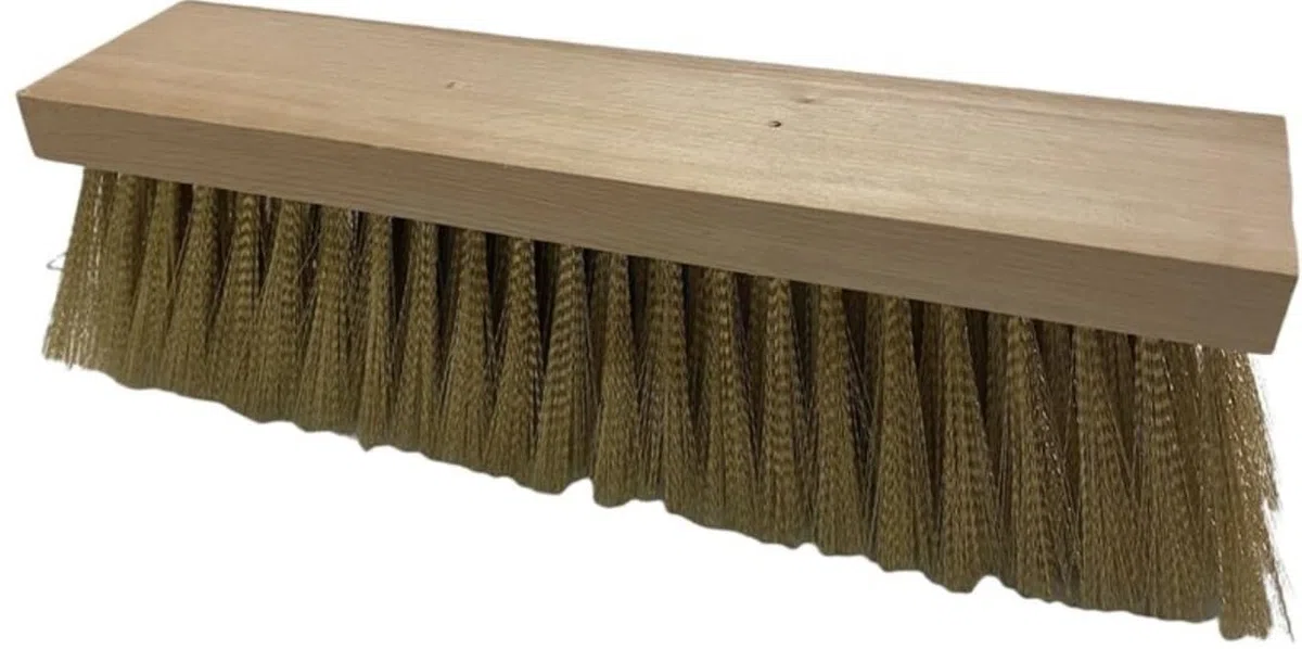 Spazzola di Ricambio Rettangolare in Legno con setole in Ottone per Forno a Legna, per Pulizia Camino (27x6,5x2 cm)