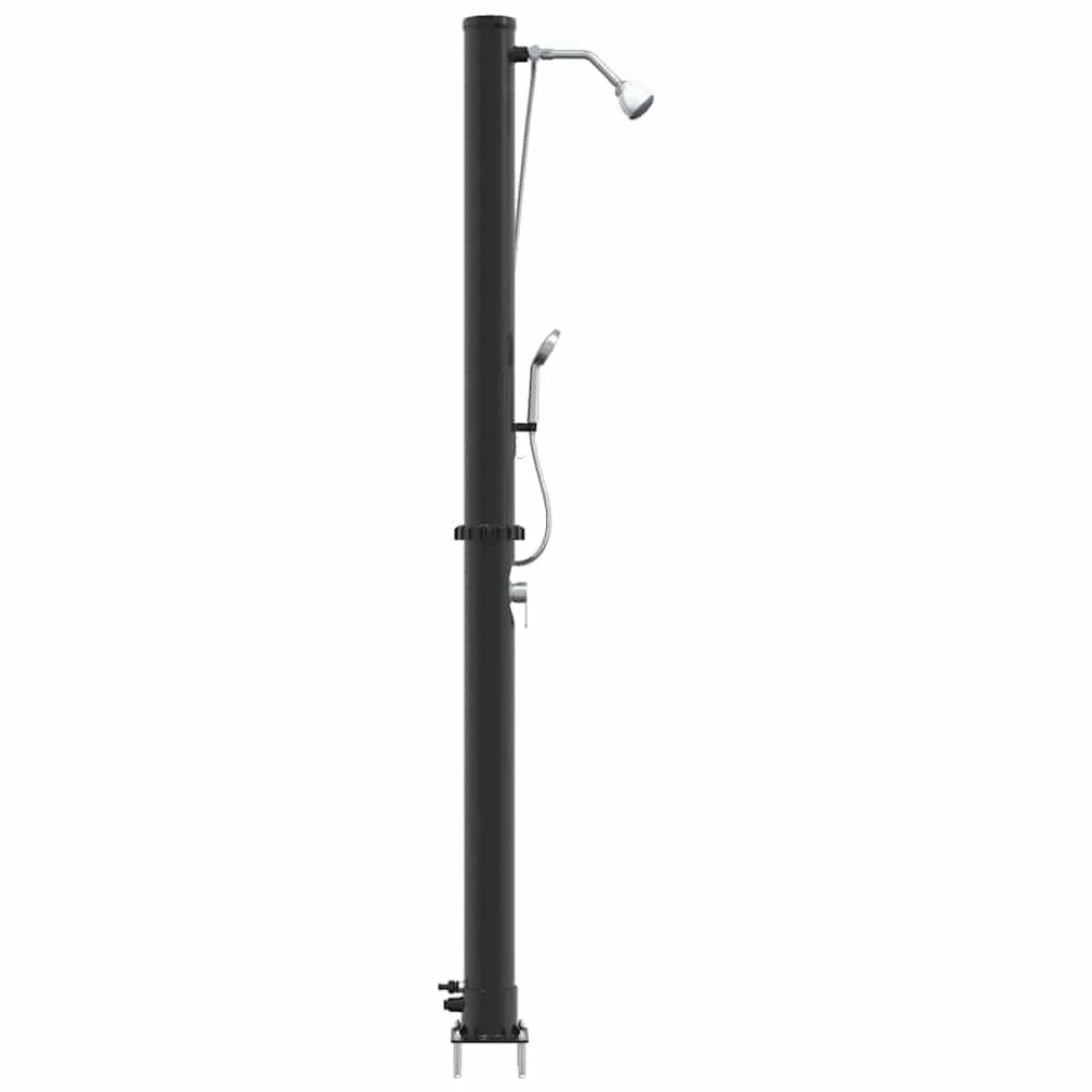Doccia solare da esterno nera, 217 cm, in PVC e alluminio, con soffione regolabile, alimentata a energia solare per giardino, terrazza, piscina, vasca idromassaggio, spa, come pratico