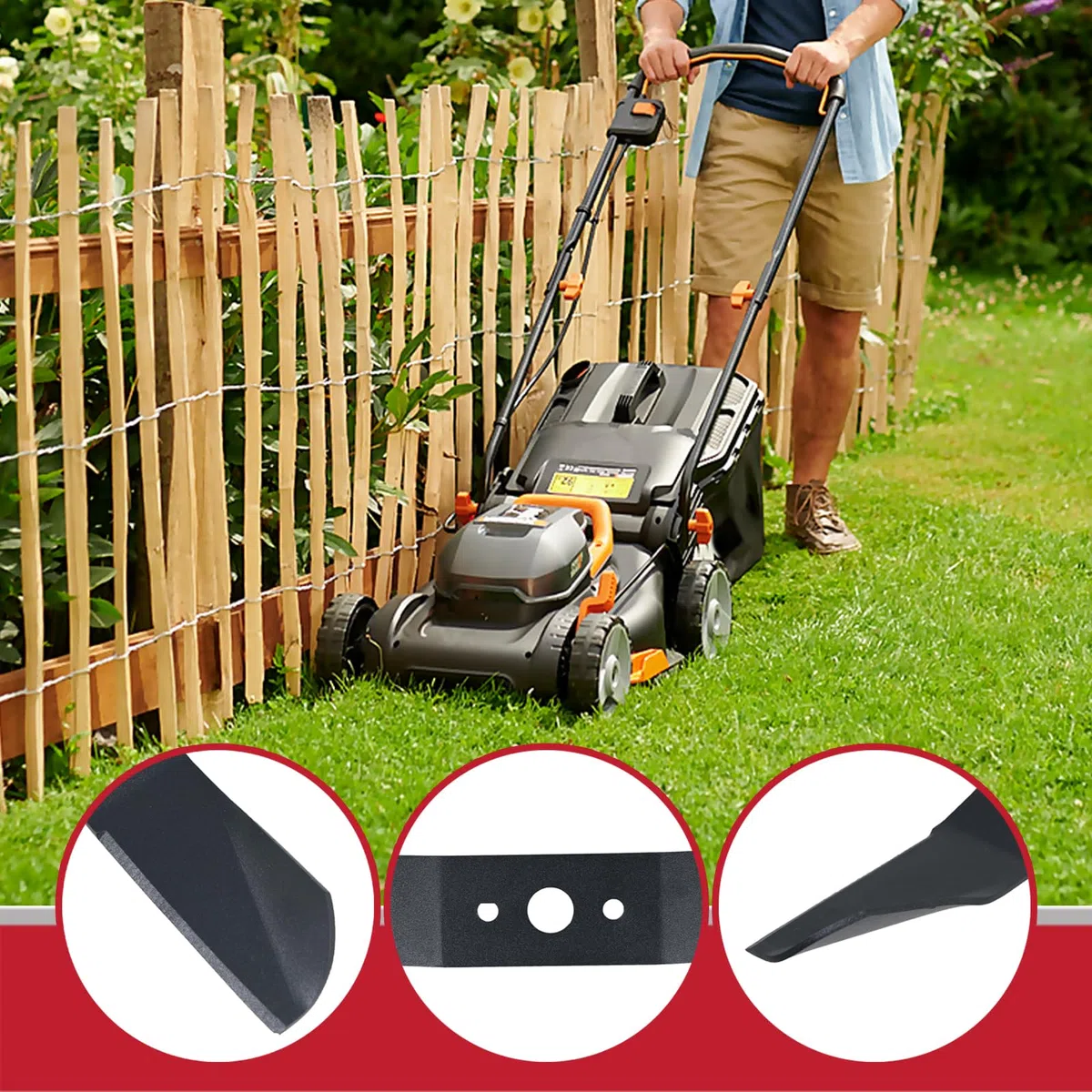 Spares2go Lama da 33 cm per Worx Serie WG7 Tosaerba