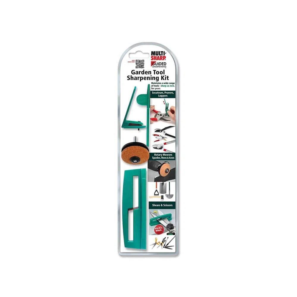 MULTI-SHARP 1801 Kit di affilatura per Utensili da Giardino, Multifunzione, per Lame di Tosaerba rotativi, cesoie, troncarami, ASCE, Forbici da potatura e da Giardinaggio