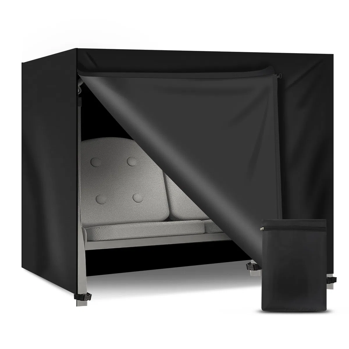 Copertura per dondolo da 3-4 posti, impermeabile, antivento, resistente all'inverno, resistente ai raggi UV, resistente agli strappi, in tessuto Oxford, per dondolo da giardino, 210 x 150 x 150 cm