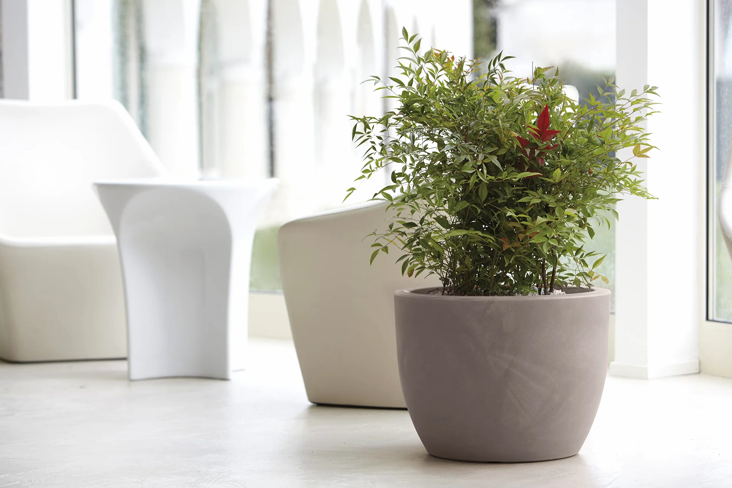 Nicoli Vaso Hera Matt in resina opaca per interni ed esterni, design moderno resistente a urti e raggi UV, ideale come vaso decorativo da giardino o terrazzo, Ø 50 cm, ANTRACITE
