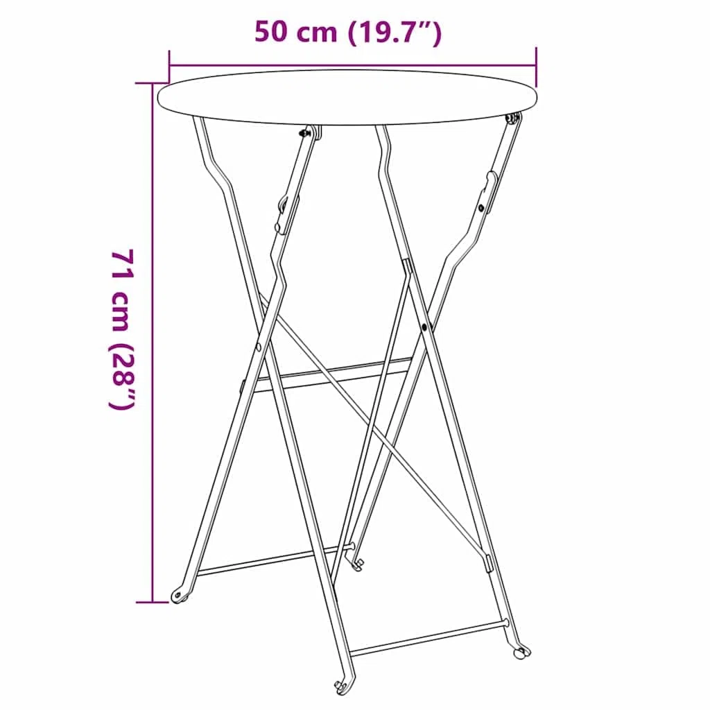 vidaXL Tavolo da bistrot Senape Ø 50 x 71 cm, Tavolo Bistro Rotondo, Moderno, Pieghevole per Giardino e terrazza, salvaspazio e Pratico per Esterni