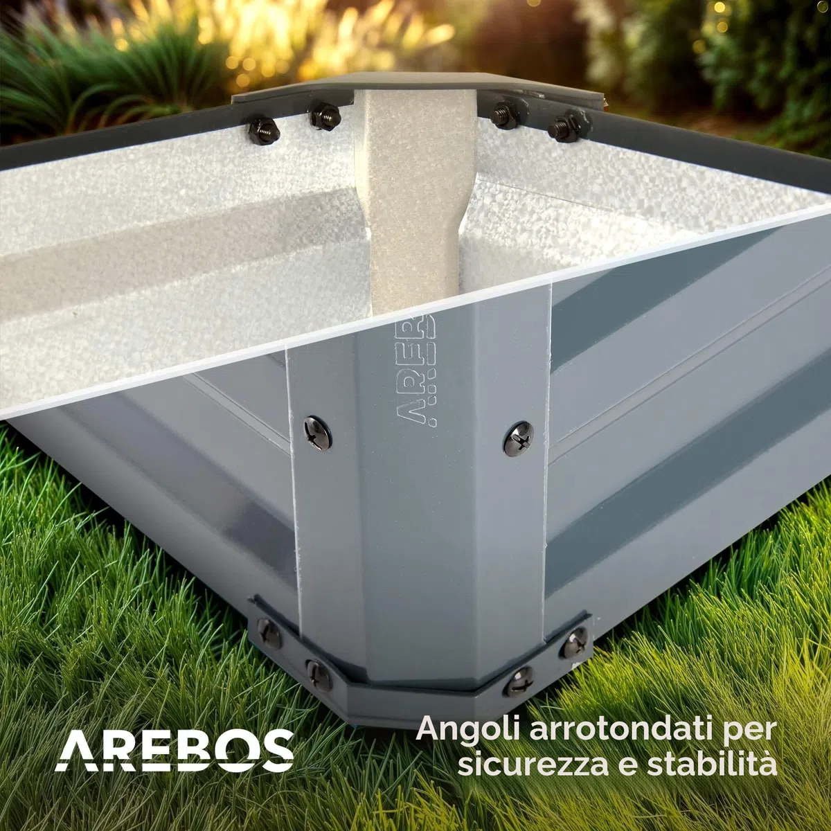 AREBOS Letto rialzato in metallo 120x90x59 cm | letto da giardino in acciaio zincato | letto per piante resistente alle intemperie e alla ruggine | letto rettangolare per orto e patio