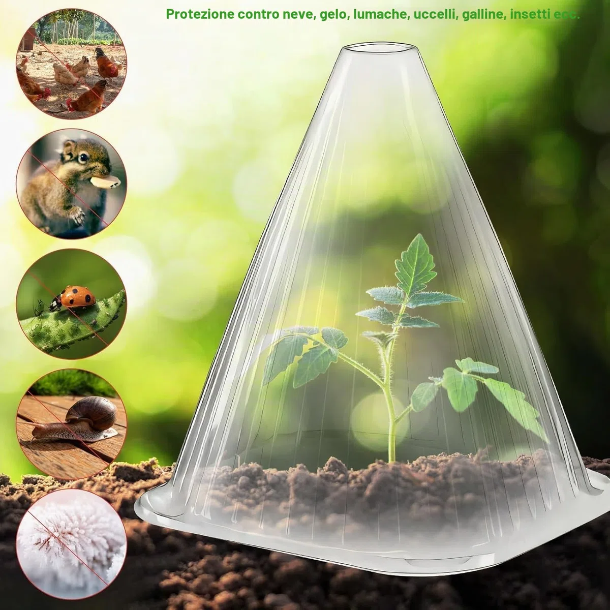 KAHEIGN 20 Pezzi Campane per Piante da Giardino, 22CM x 19CM Copertura per Campana per Piante in Plastica Mini Serra Riutilizzabile per Protezione da Sole Neve Gelo Lumache Uccelli Insetti (Chiaro)