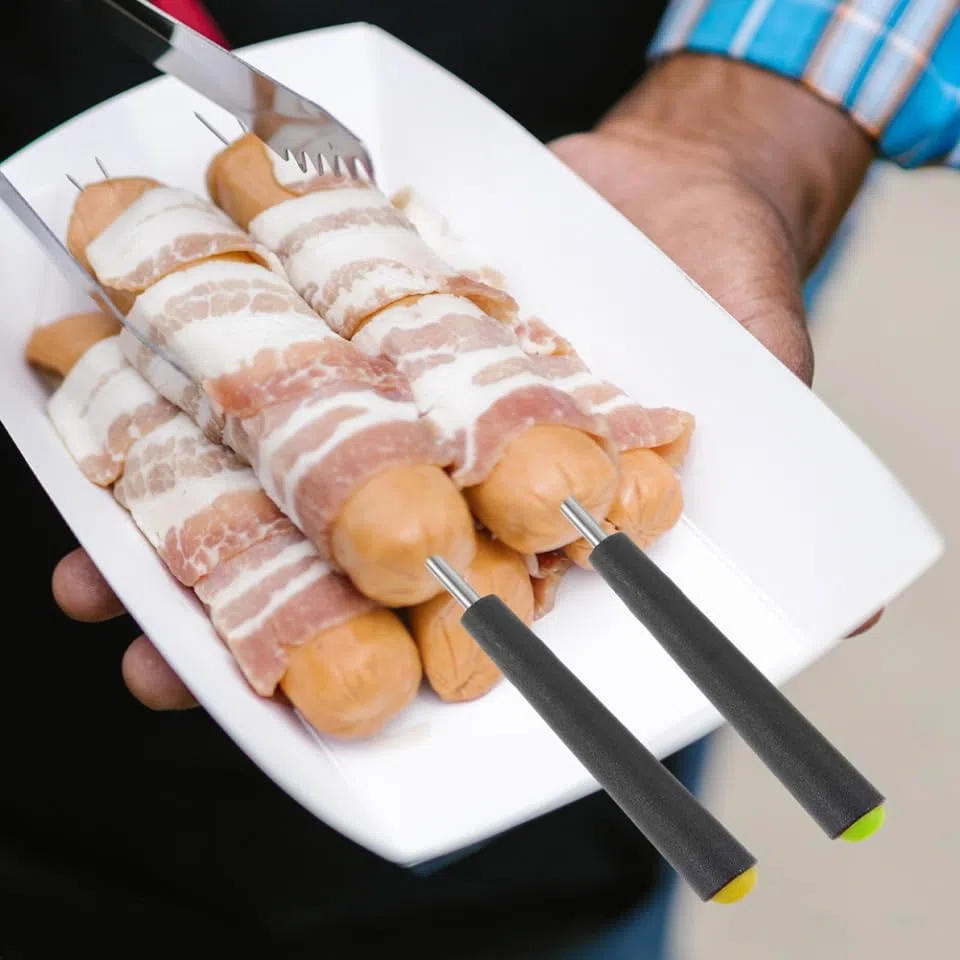 BESTOYARD 12pezzi Bastoncino Telescopico per Braciere Forchetta da Campeggio Estensibile per Arrostire Barbecue Falò Hot Dog Acciaio Inox Manico Ergonomico