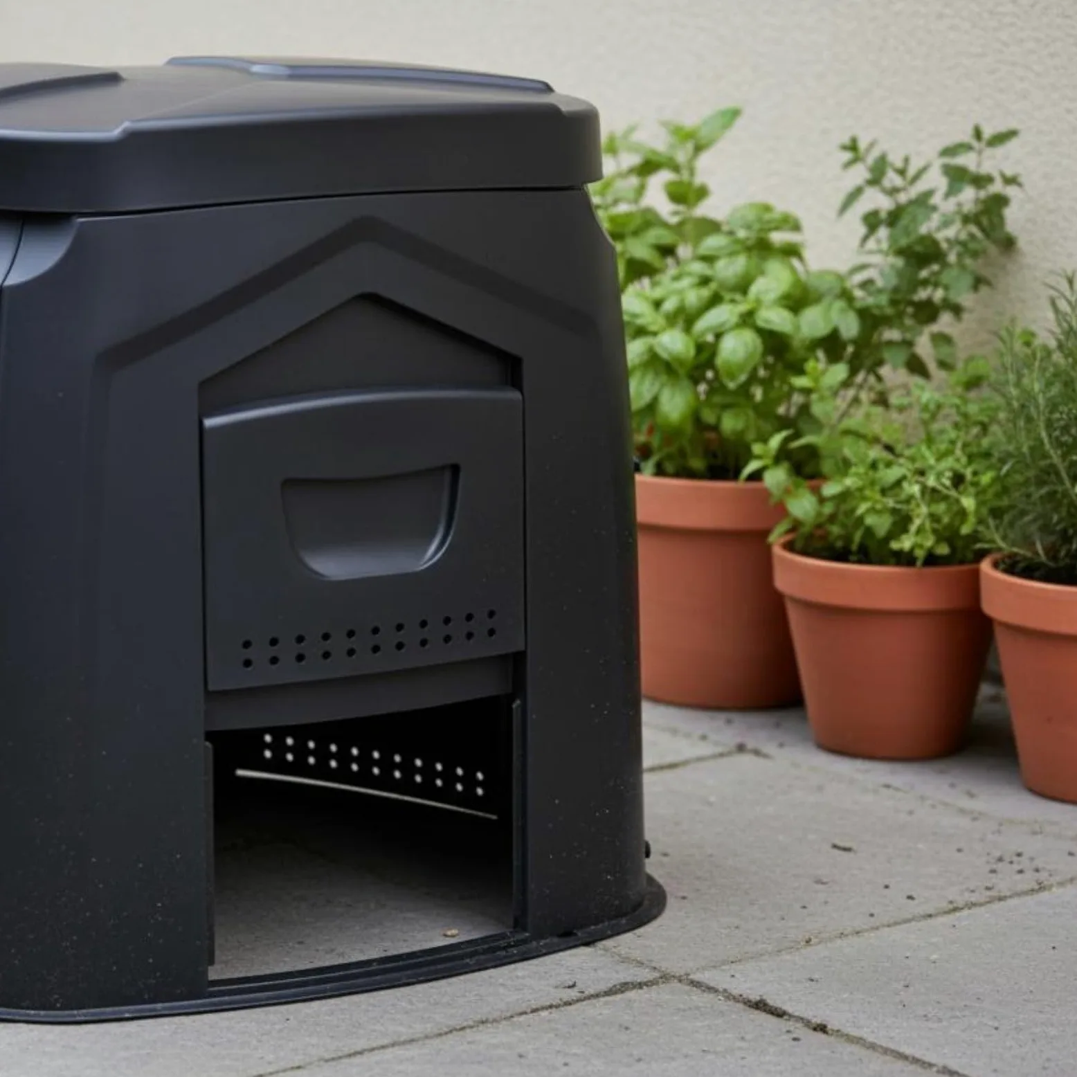 Compostiera da Giardino Fermentazione Aerobica Contenitore Rifiuti Organici Grande Capacità per Giardinieri, Esterno