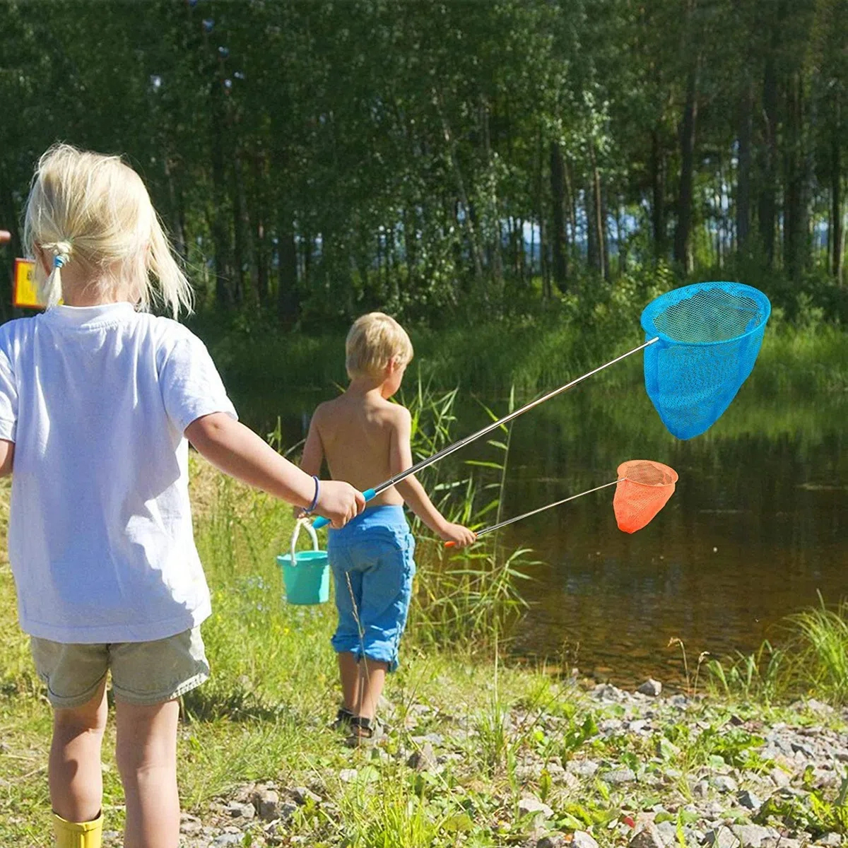 Bambini Rete da Pesca,Farfalla Telescopica Reti 4 Pack Colore Butterfly Net Con Manico Antiscivolo per catturare Insetti di Farfalle Piccoli Pesci Insetto