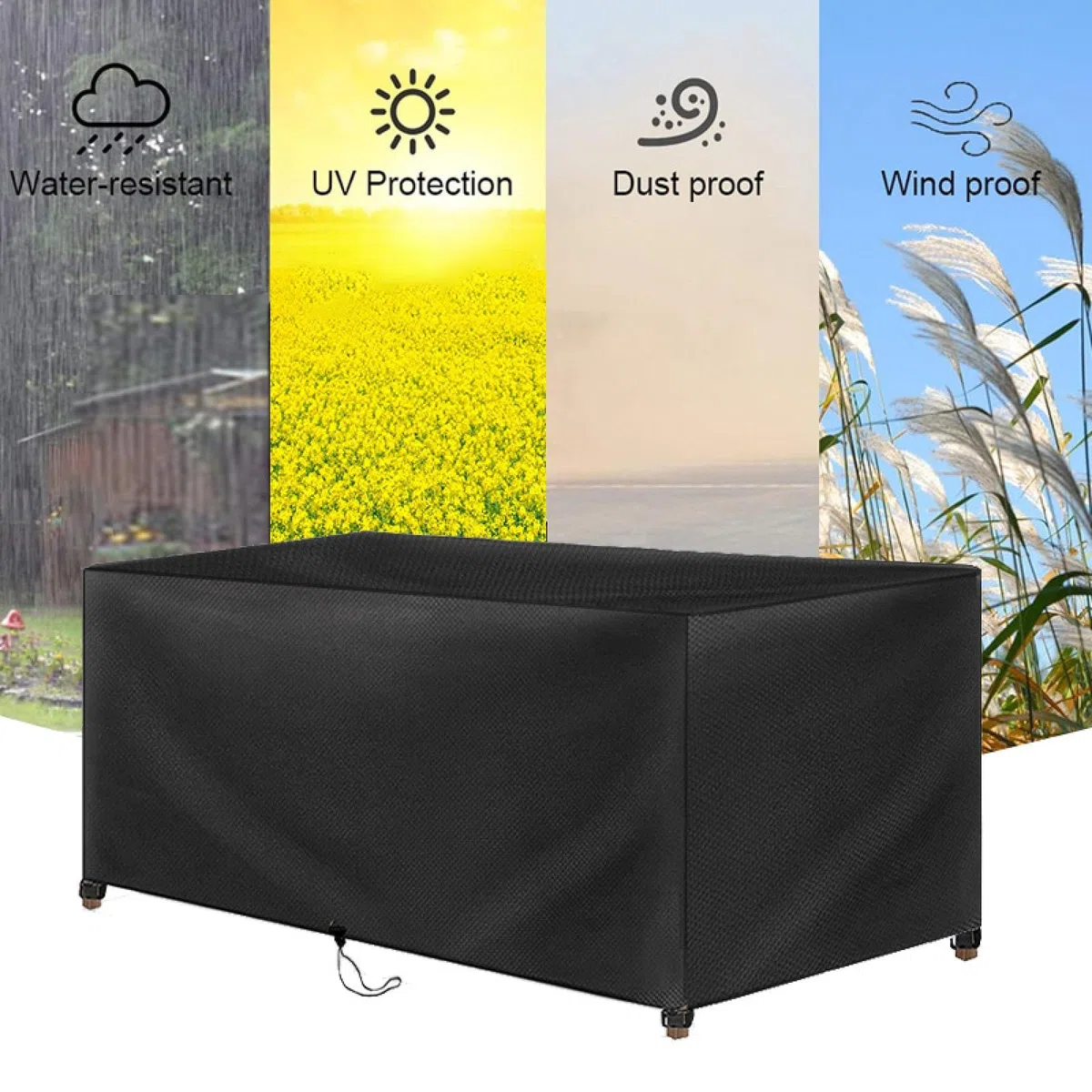 Copertura Impermeabile per Mobili Giardino 300x120x75cm/LXPXA Telo Copri Tavolo Esterno Impermeabile,Tessuto Oxford 600D Telo Copertura da Esterno Mobili e Sedie Anti-UV Antivento