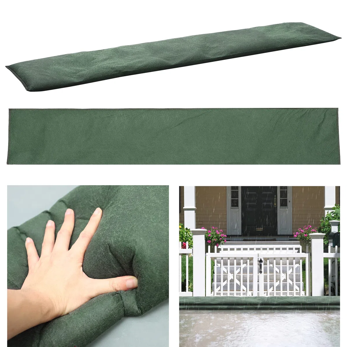 attivate dall'acqua 2Pcs sacchetti di sabbia senza sabbia per inondazioni barriere di inondazione per barriere d'acqua domestiche per inondazioni riutilizzabili per la (25X100CM)