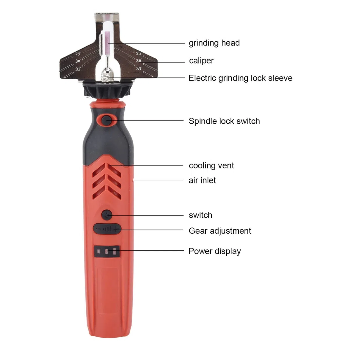 Set di affilatrici a Catena Senza Fili Professionale per Motosega a Mano con Batteria al Litio per Giardino, all'aperto, casa, Rosso, 385 g