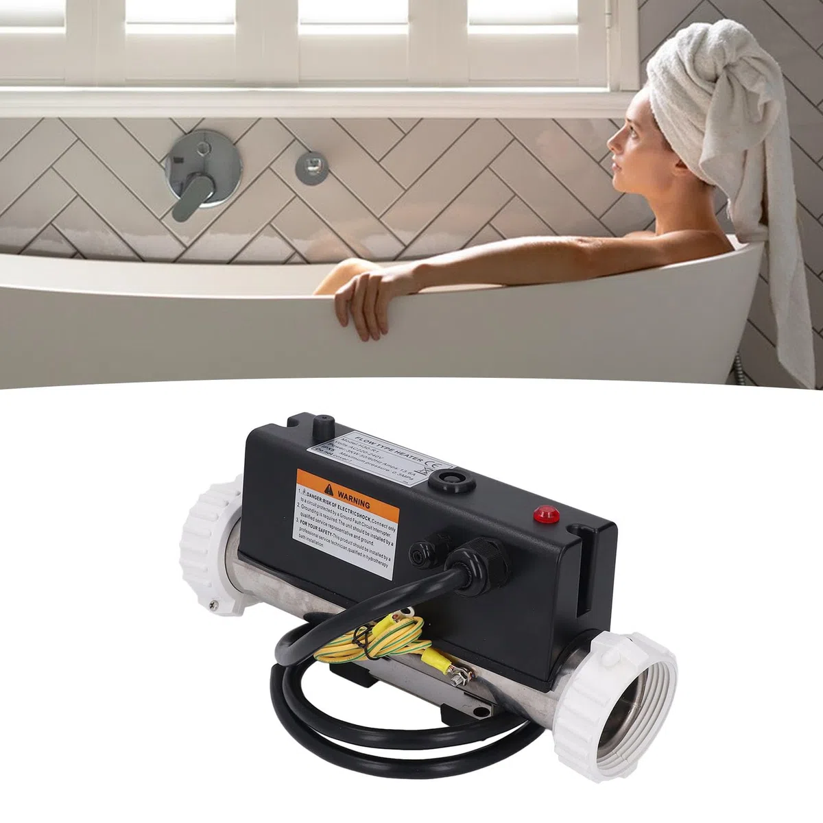 Tnfeeon Riscaldatore per Piscina Riscaldatore Elettrico per Vasca Idromassaggio Termostato per L'acqua con Controllo della Temperatura Riscaldamento Autonomo per Vasca Idromassaggio (3KW)