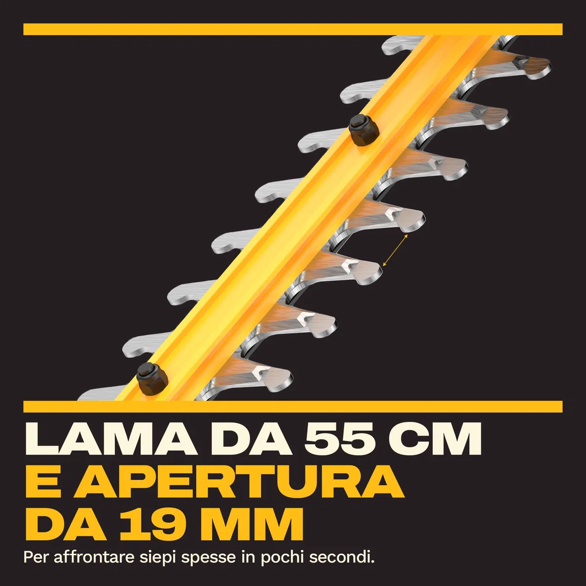 DEWALT Motosega Compatta Brushless 30cm 18V XR, progettato per tagli rapidi e precisi grazie alla sua robusta lama da 55 cm e allo spazio di 19 mm, Solo Utensile, DCM565N-XJ