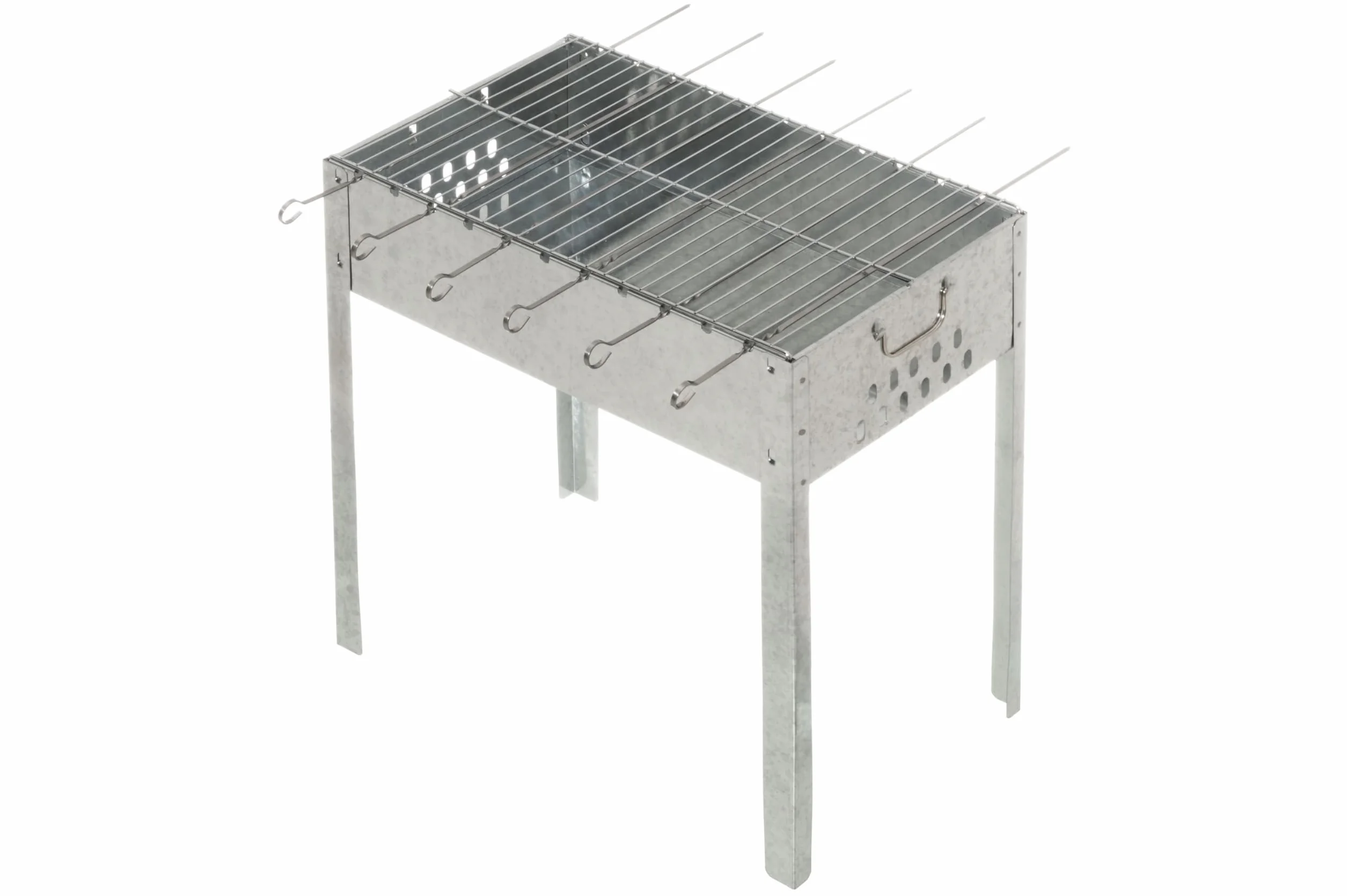 Mangal - Barbecue per spiedini, 50 x 30 x 50 cm, con 6 spiedini in acciaio INOX e griglia
