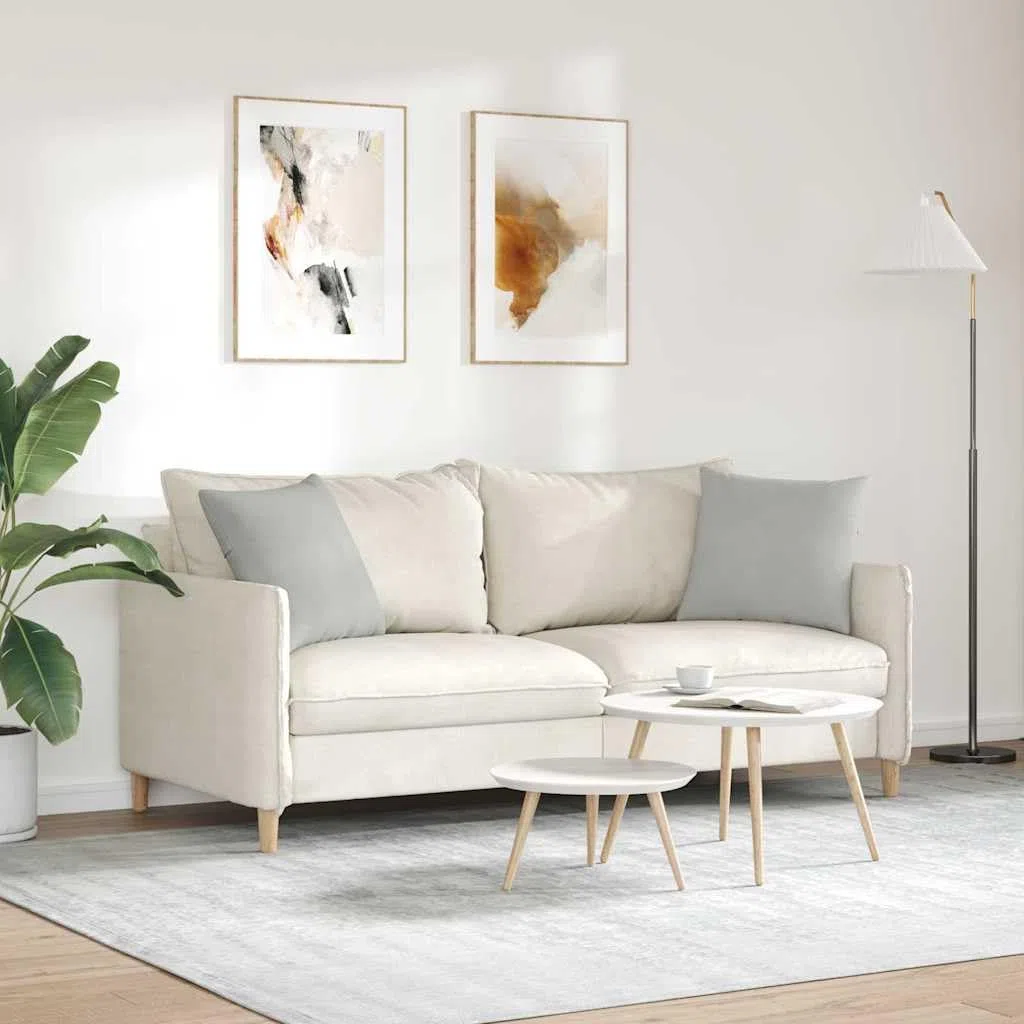 Cuscini da Divano 2 pezzi Grigio chiaro 45 x 45 cm Tessuto morbido sfoderabile imbottitura in fibra di poliestere per comfort interno seduta ergonomico e supporto schienale