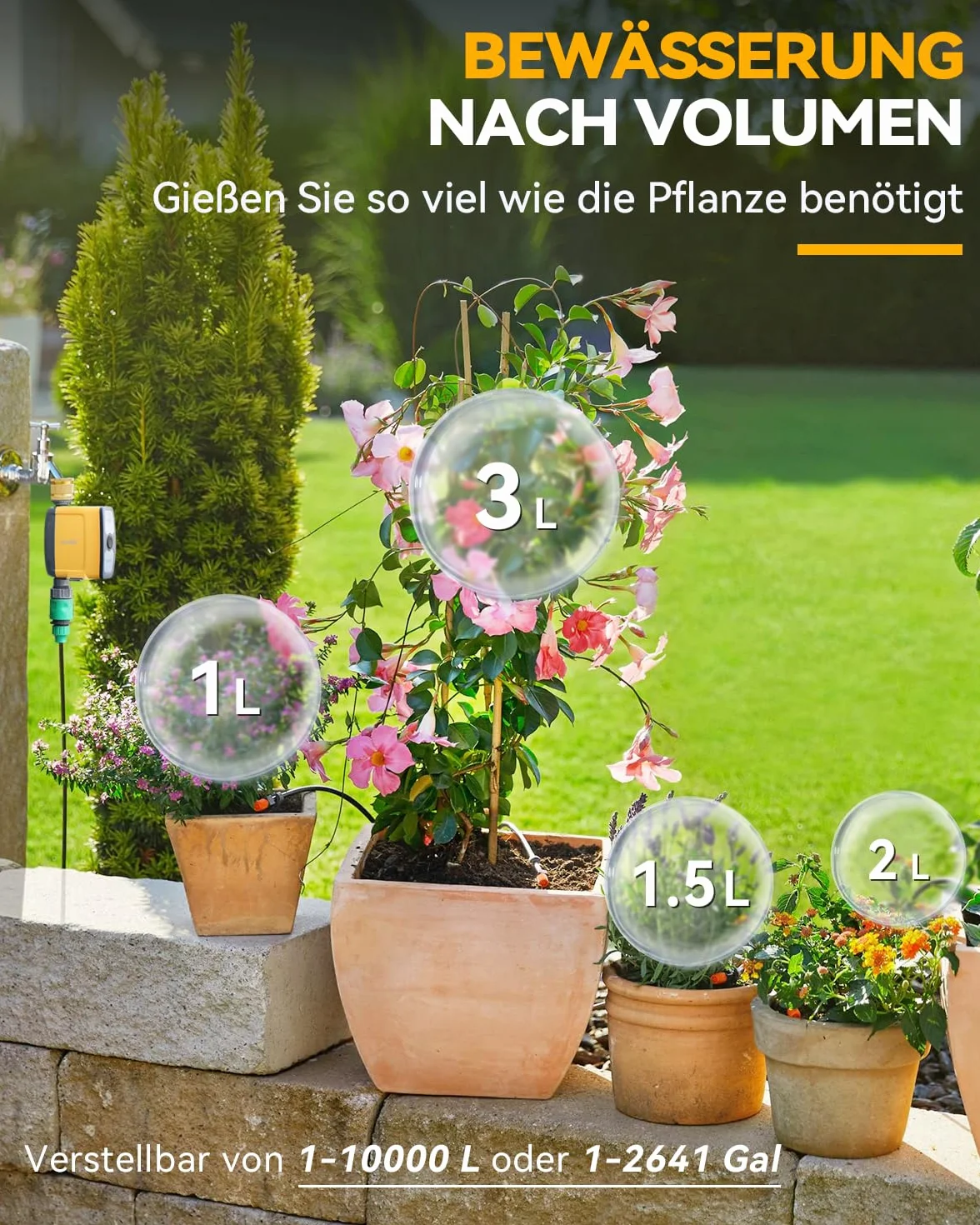 RAINPOINT Centralina Irrigazione WiFi 2.4GHz, Ingresso in Ottone, Computer Irrigazione Automatica con App/Controllo Vocale, Irrigazione Basata Sull'umidità del Terreno/Meteo
