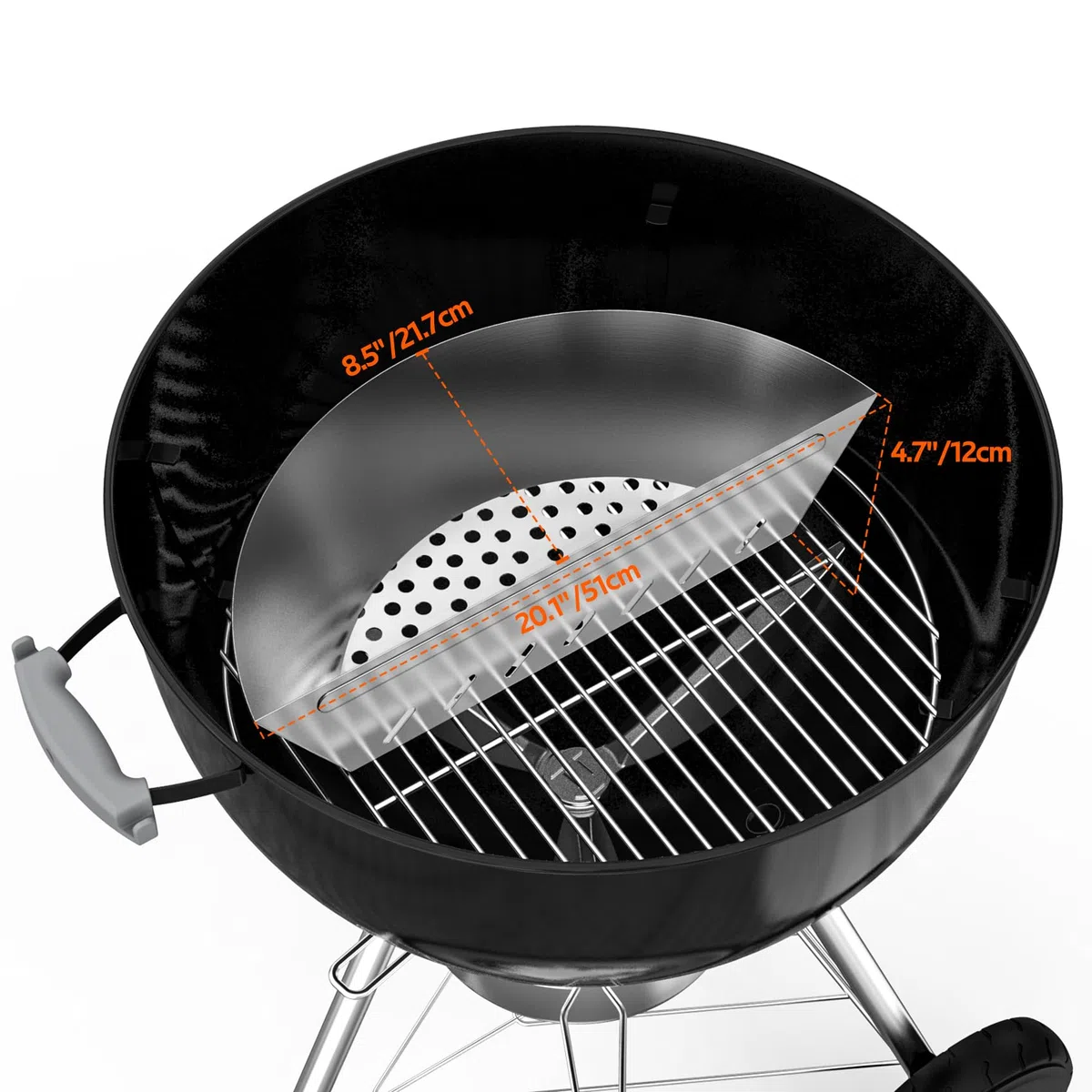 Onlyfire Cestino per Carbonella da Barbecue in Acciaio Inox, BBQ Charcoal Basket per Griglia a Carbone Weber 57/67 cm