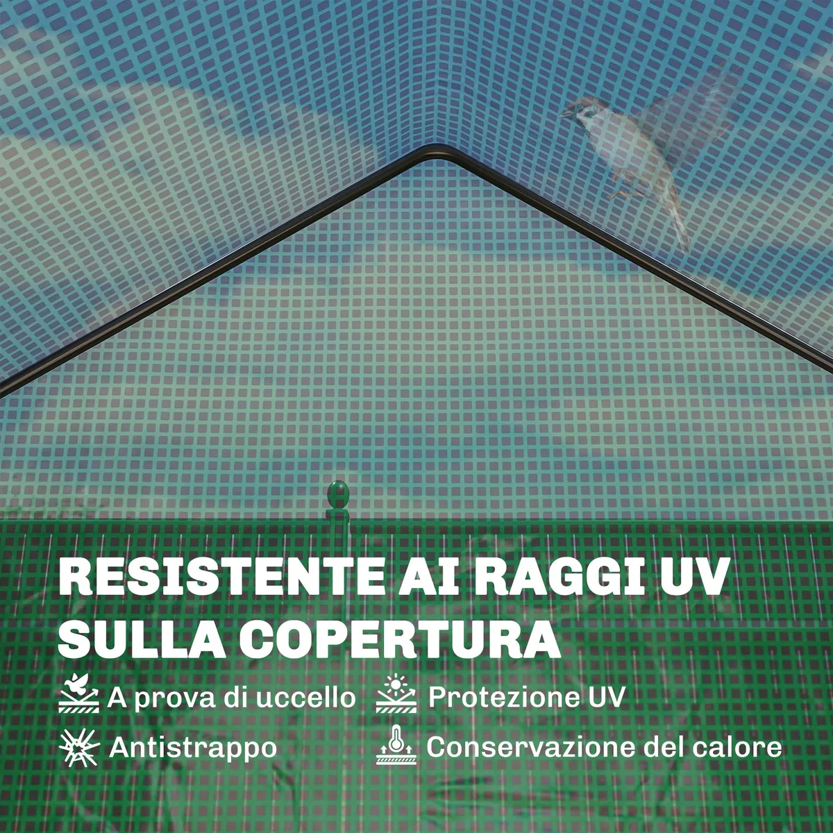 Outsunny Serra da Giardino con Porta Avvolgibile e Scaffale a 2 Ripiani, Serra per Orto con Struttura in Acciaio e Copertura PE, per Piante Orto Verdure Fiori Frutta, Anti UV, 143x73x195 cm, Verde