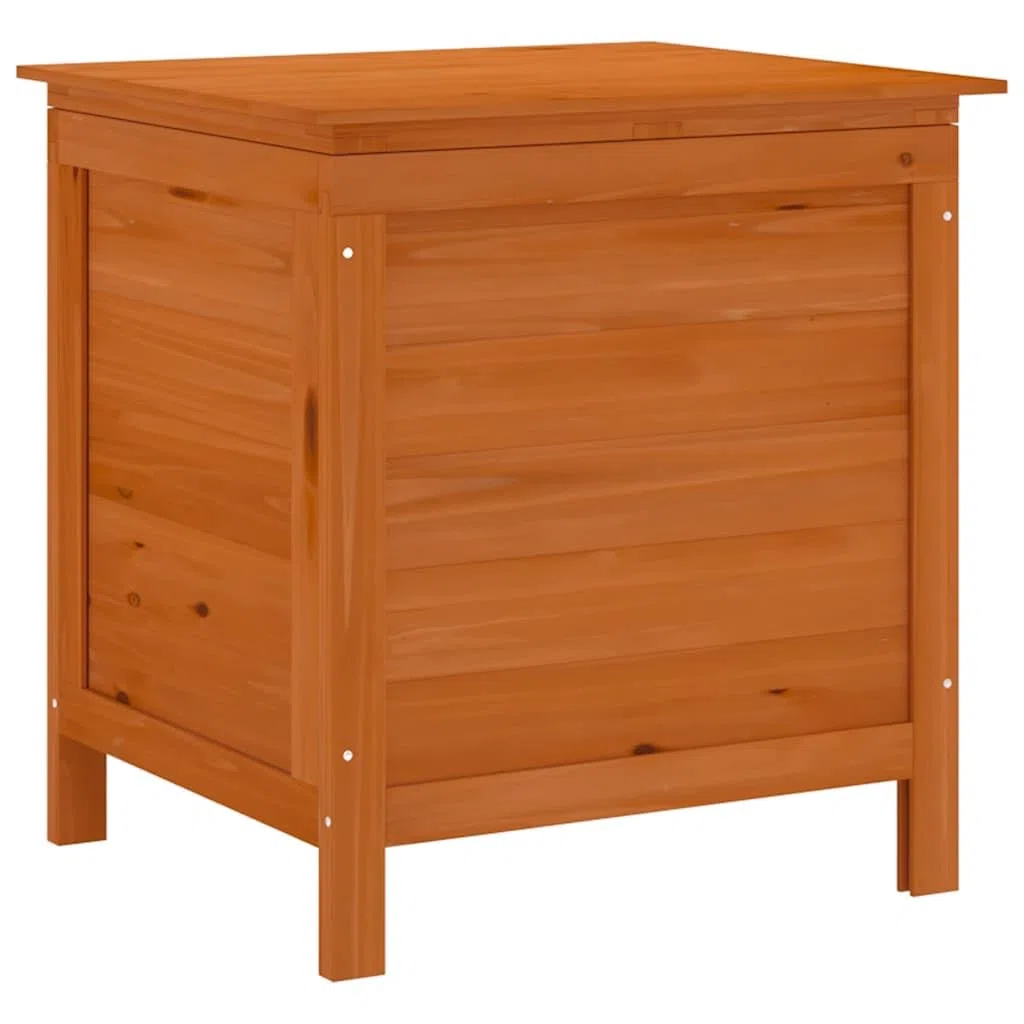 Scatola di immagazzinaggio da giardino marrone, 50 x 49 x 56,5 cm, in legno massello, con albero di stoccaggio, scatola per cuscini per esterni interni, giardino, balcone o terrazza