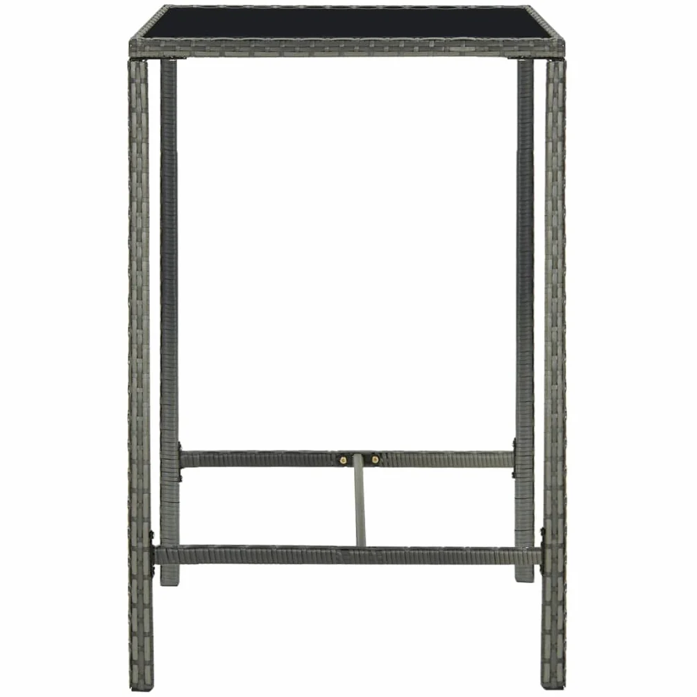 Tavolo da Bar da Giardino Grigio 70x70x110 cm Polyrattan Vetro,Tavolo da Bar da Giardino in Polyrattan, Resistente Alle Intemperie, per Esterni e Interni Tavolini da Caffé